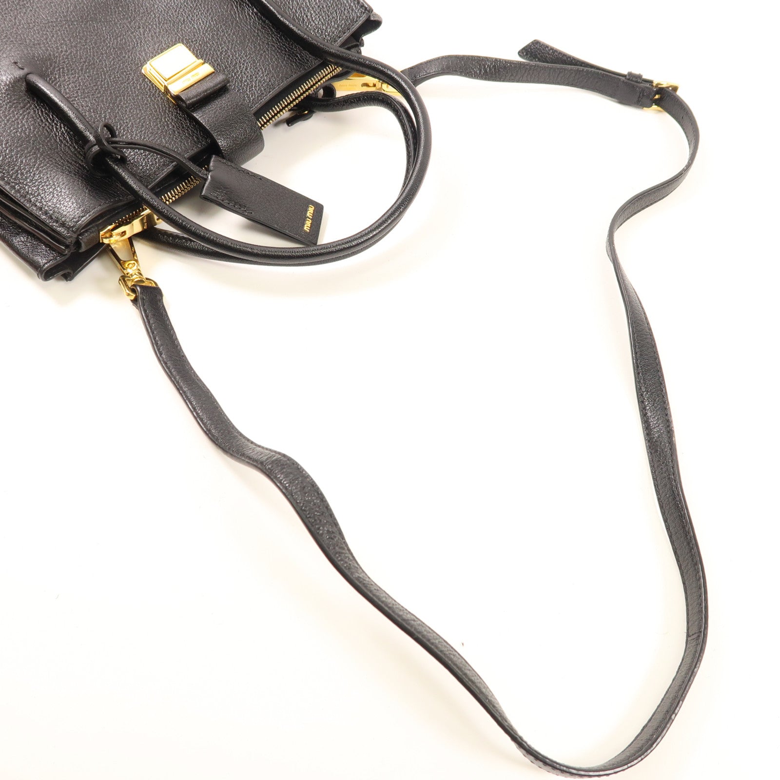 Miu Miu 牛皮皮革2 Way Shoulder金扣手挽肩背兩用袋