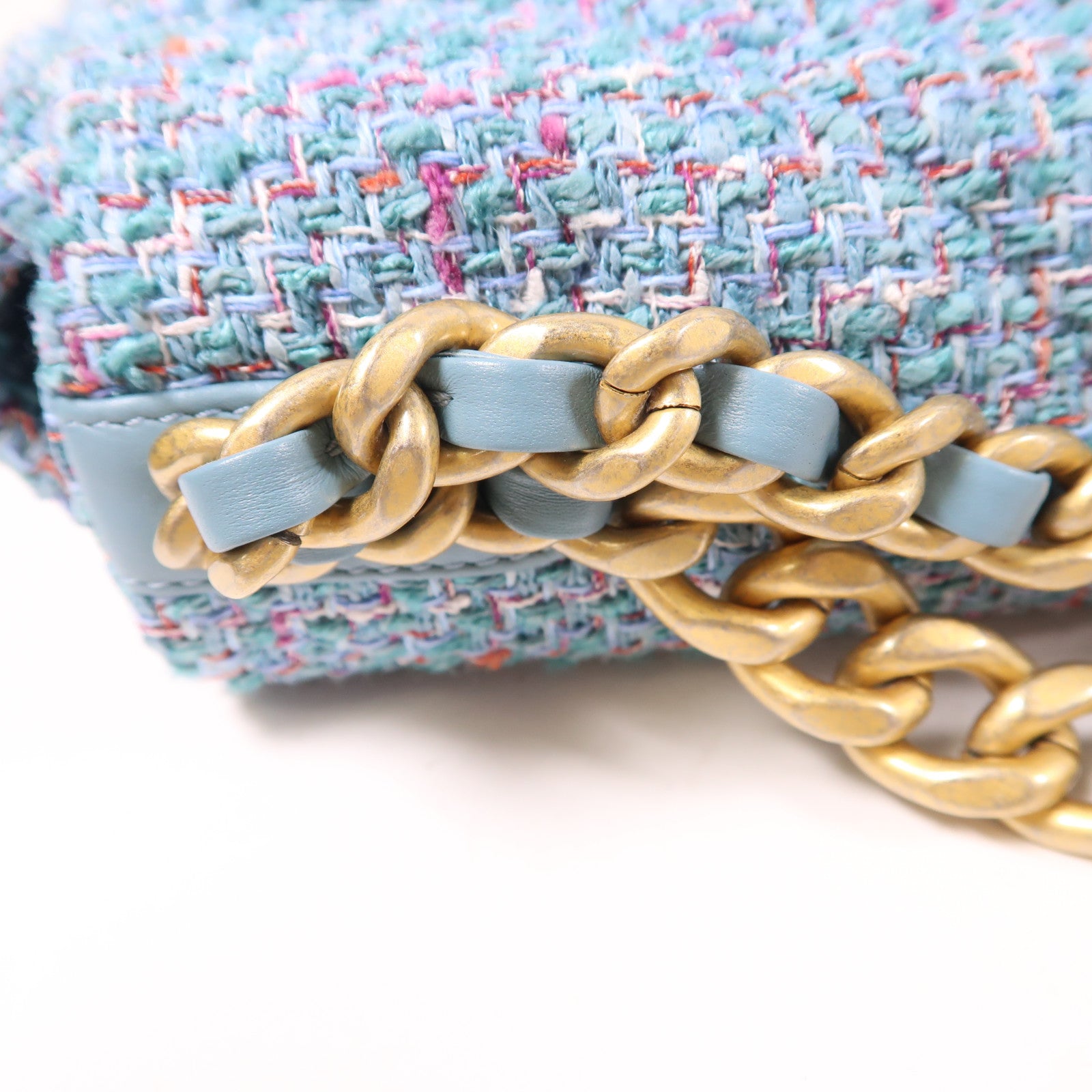 CHANEL 斜紋軟呢Shoulder Bag金扣鏈帶肩背袋