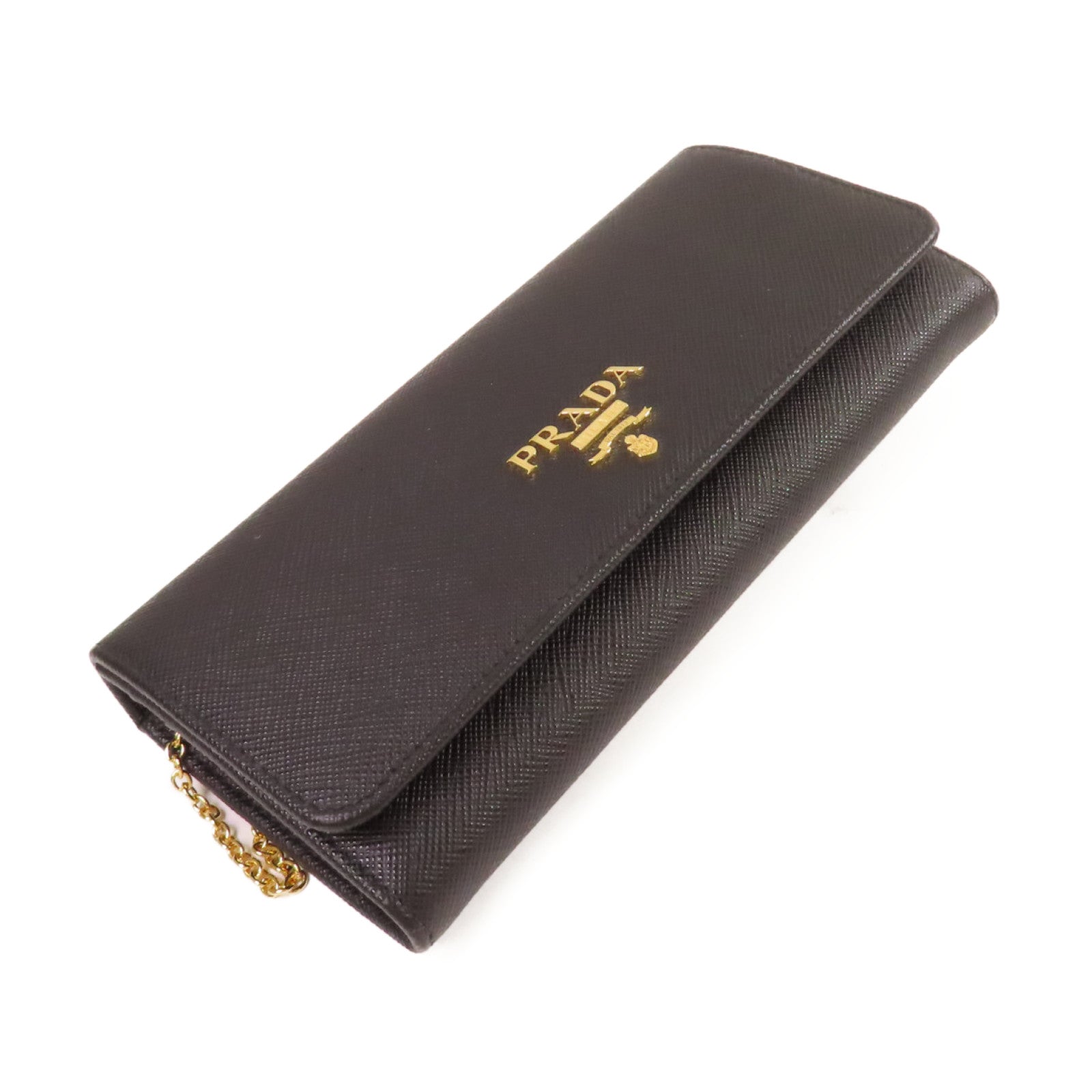 PRADA 【激減優惠】Saffiano皮革Long Wallet金扣長錢包黑色
