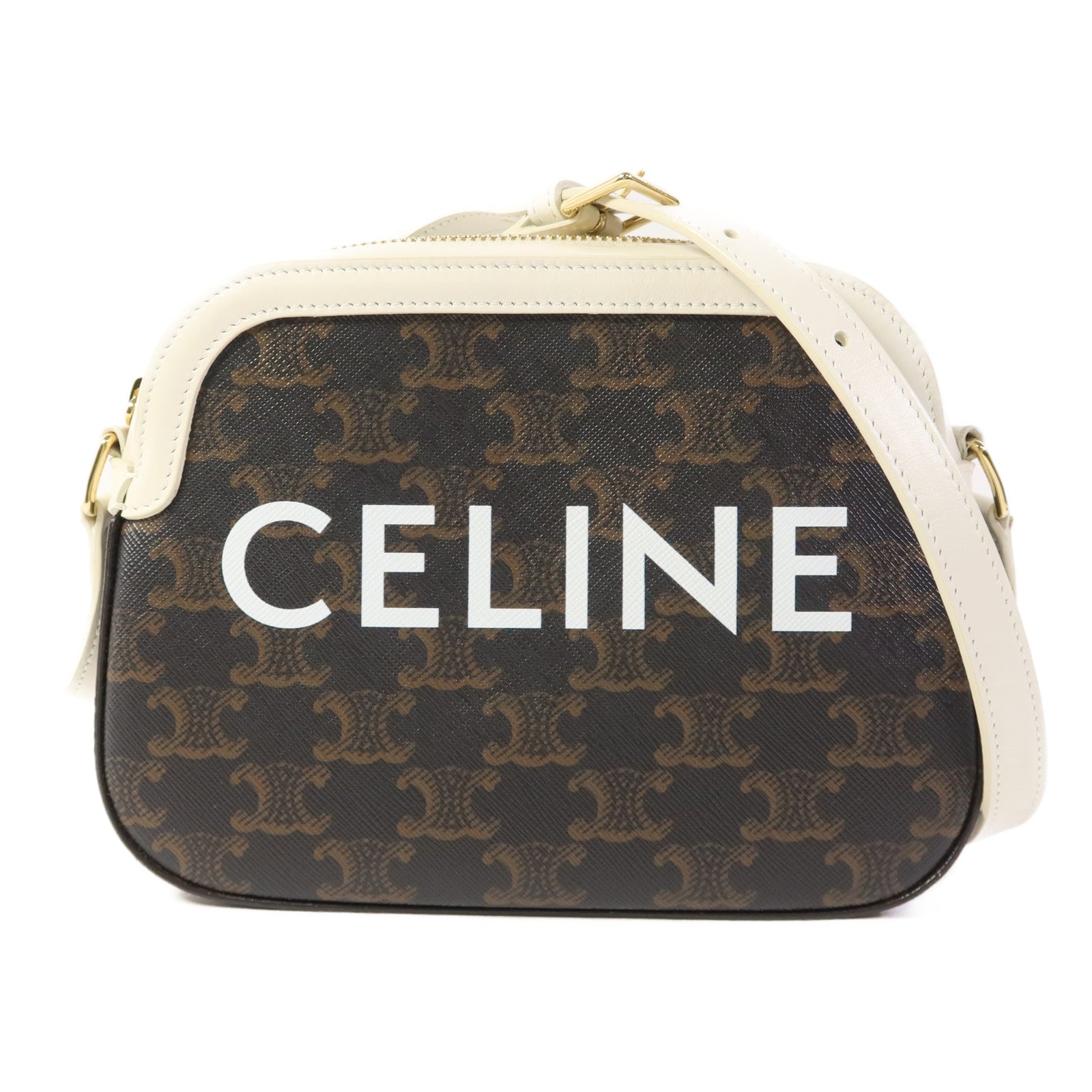 CELINE 塗層帆布Shoulder Bag金扣肩背袋