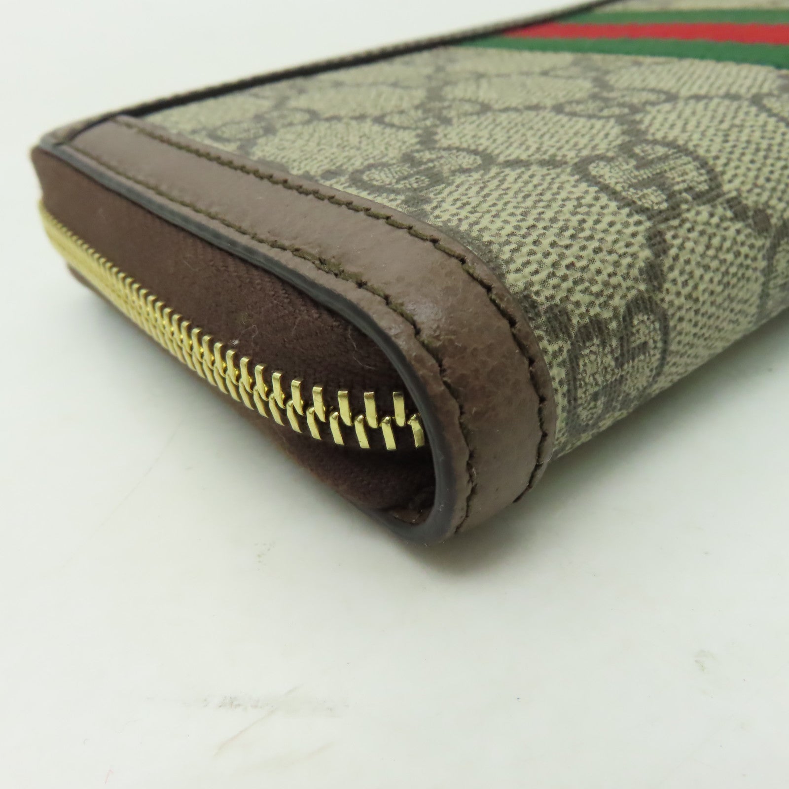 GUCCI 【激減優惠】塗層帆布Zipper Long Wallet金扣長錢包啡色