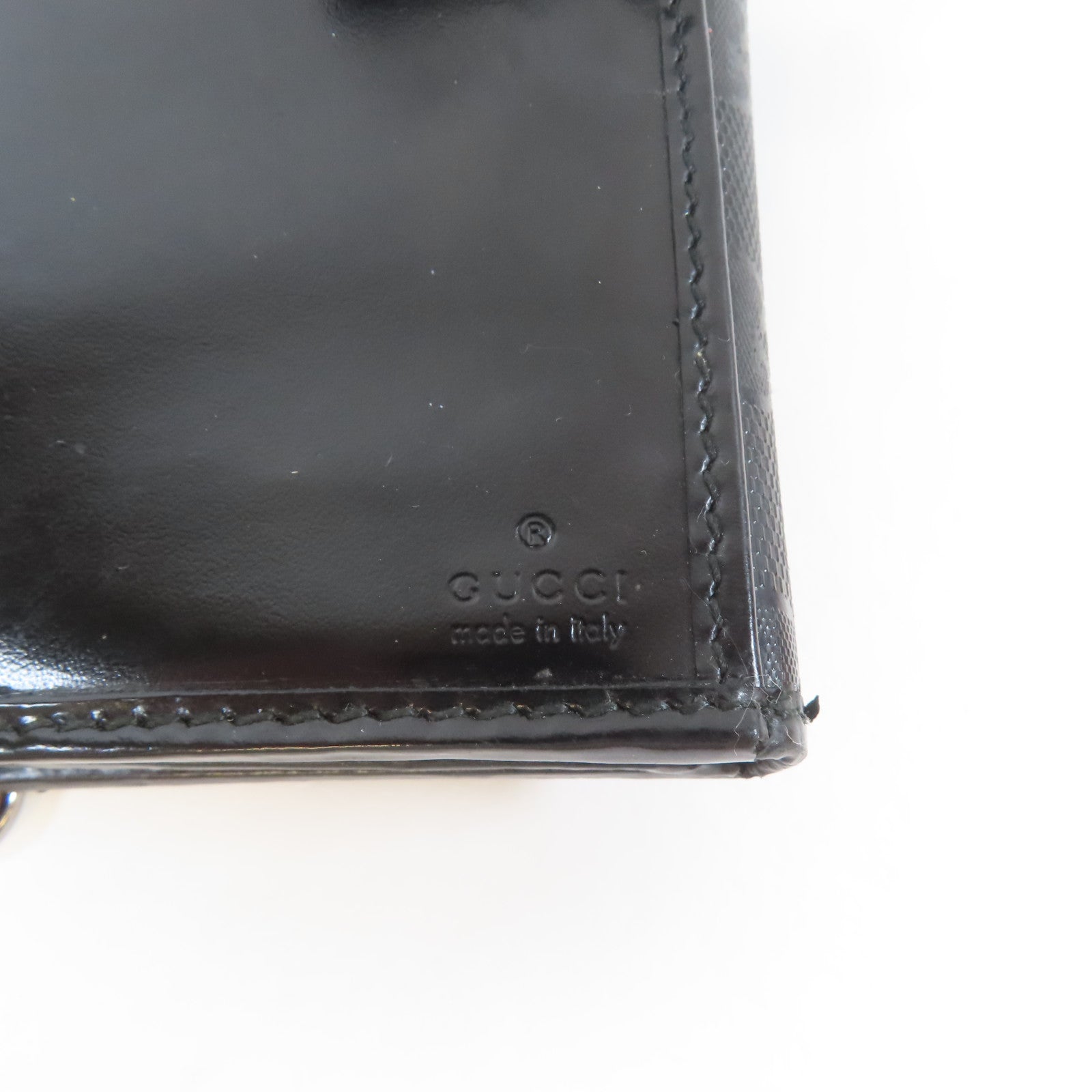 GUCCI 塗層帆布Long Bifold Wallet銀扣長錢包黑色