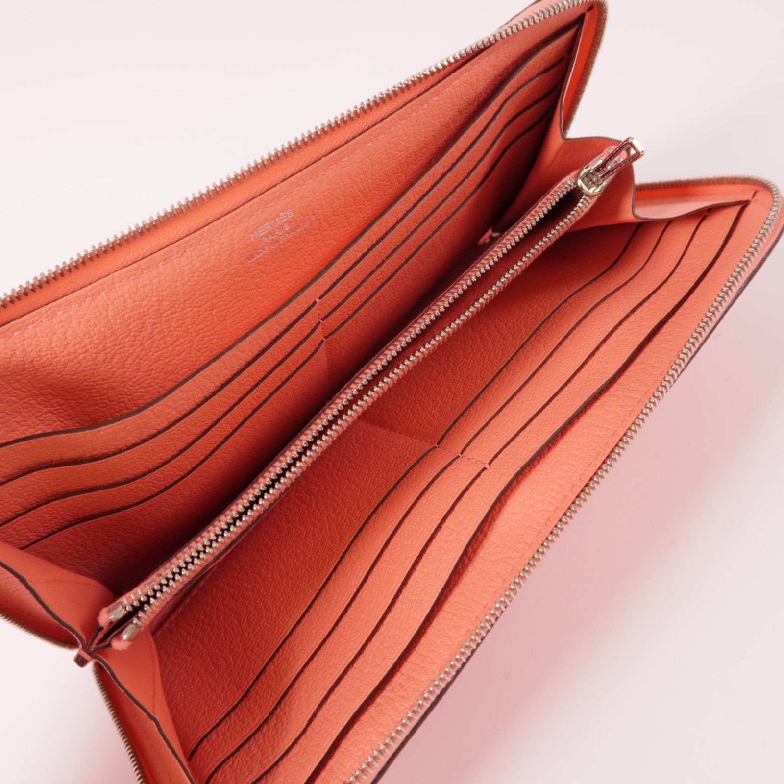 HERMES Togo皮革Azap銀扣長錢包