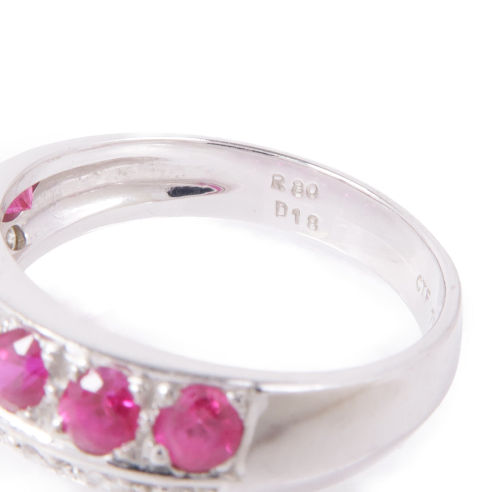 JEWELRY 18K白金Ruby/Diamond Ring紅寶石/鑽石戒指US#6