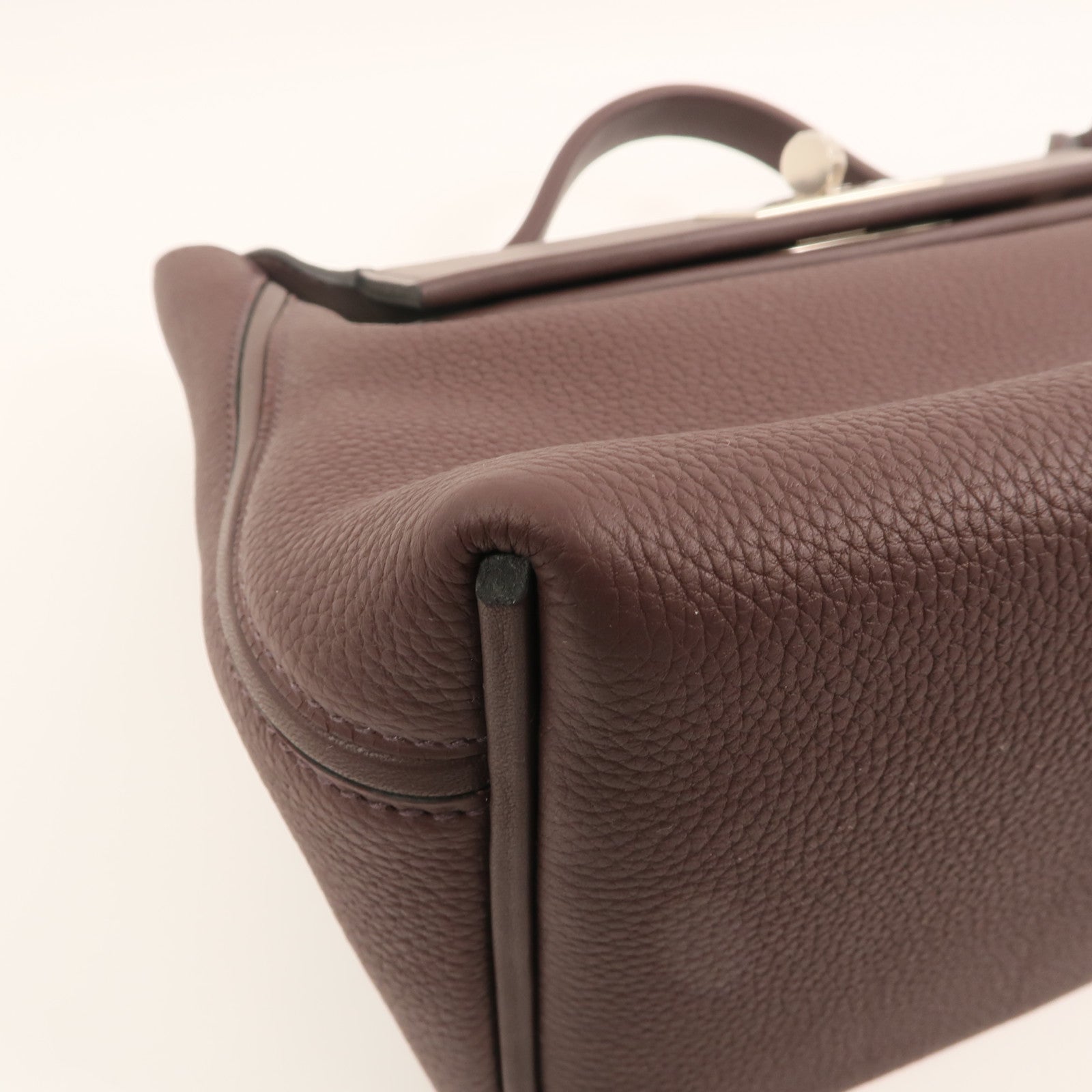 HERMES Evercolor皮革24/24 29cm銀扣手挽肩背兩用袋Rouge Sellier