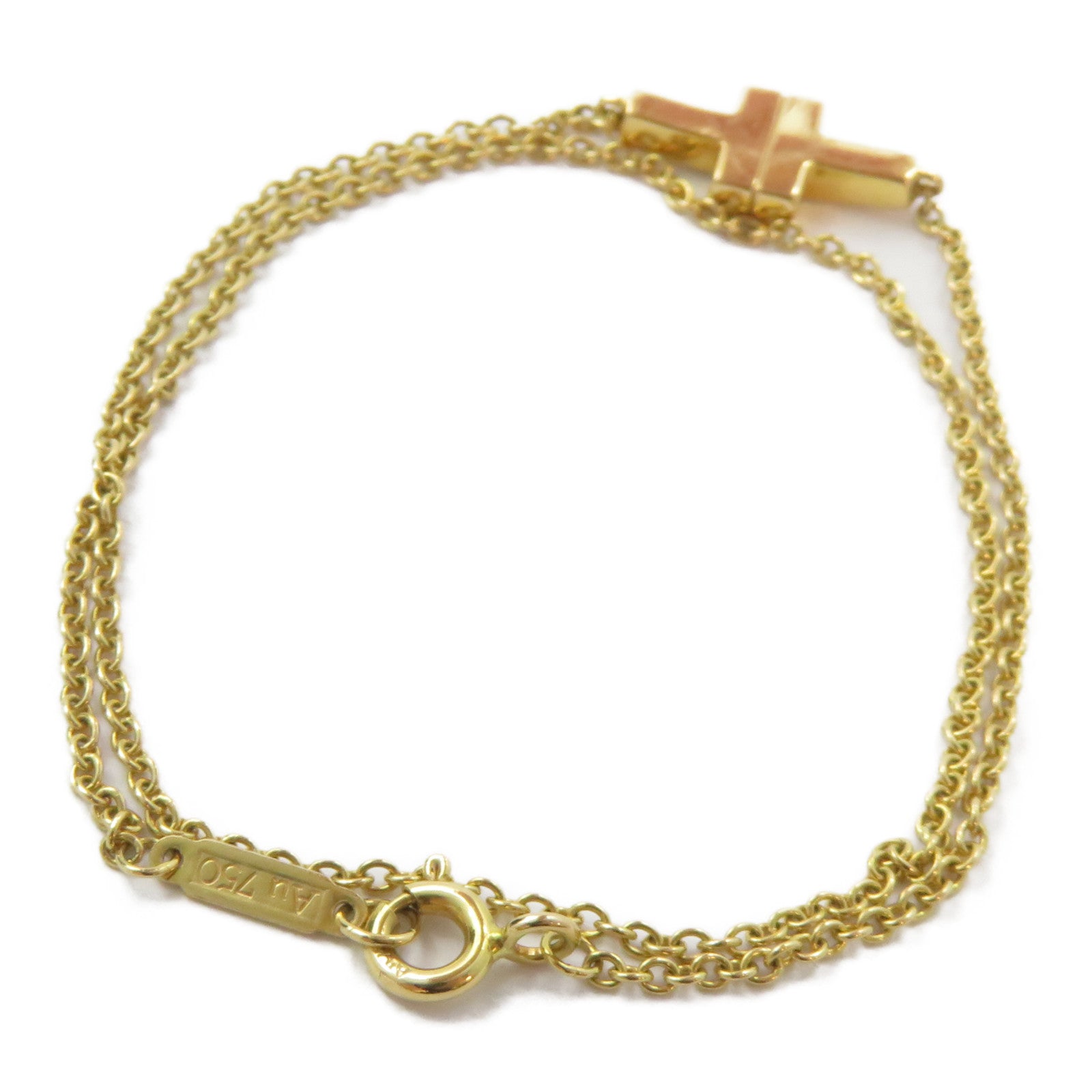 TIFFANY＆CO 18K玫瑰金T Two Double Chain Bracelet手鏈