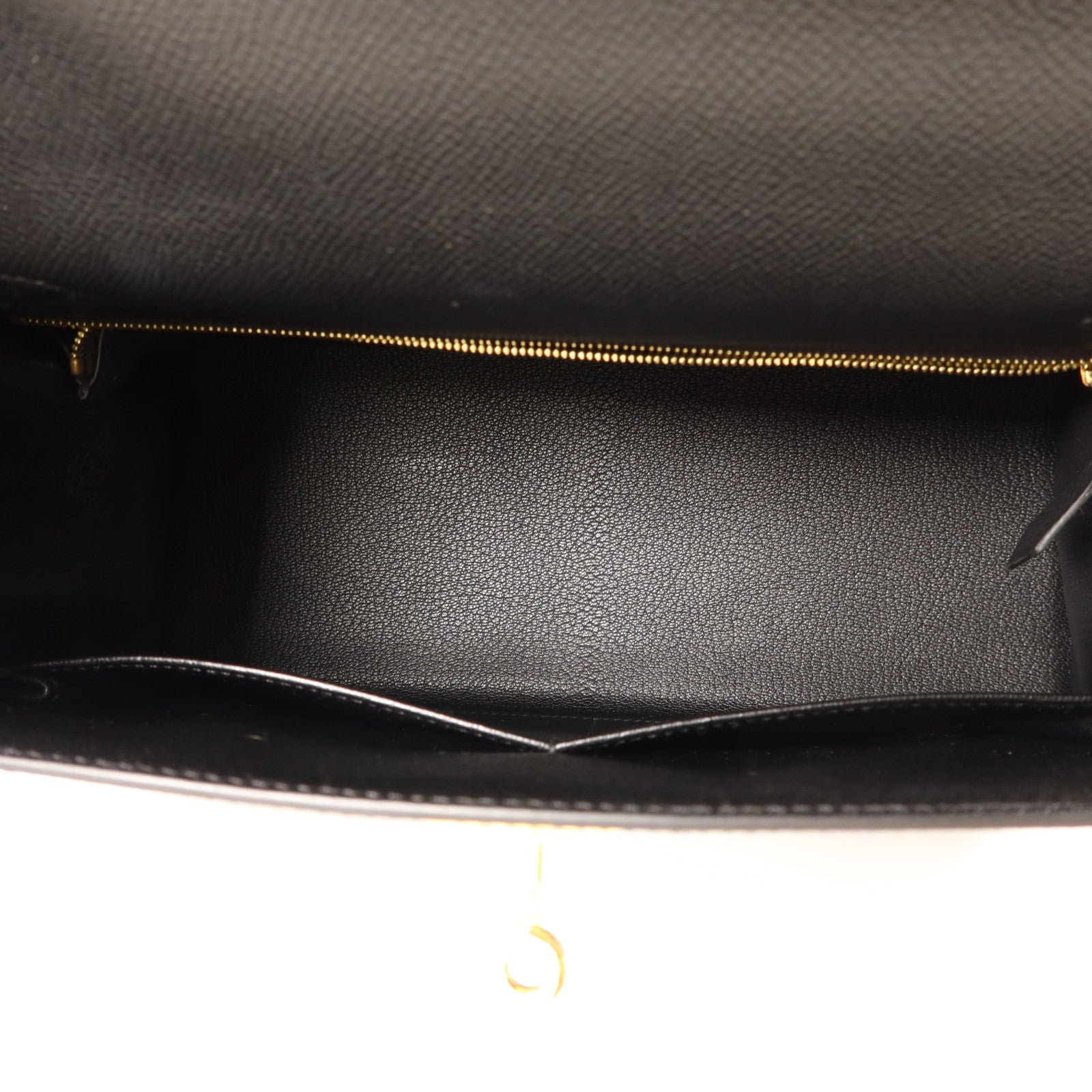 HERMES Epsom皮革Kelly 28金扣手挽肩背兩用袋Noir