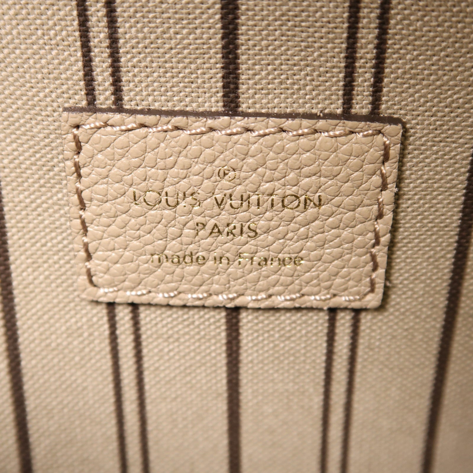 LOUIS VUITTON Monogram Empreinte Pochette Metis金扣手挽肩背兩用袋米色