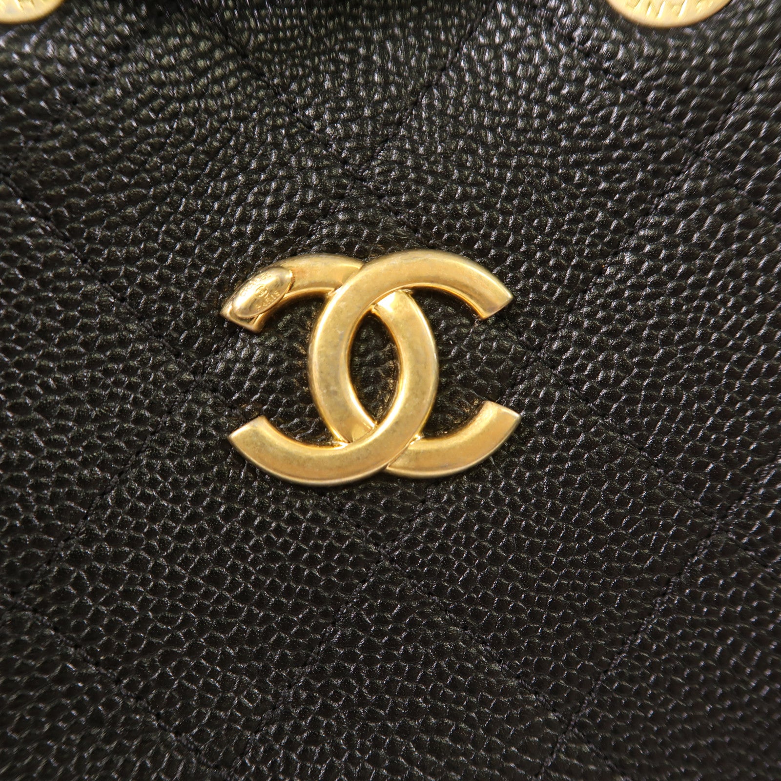 CHANEL 牛皮皮革Bucket Bag金扣鏈帶手挽肩背兩用袋
