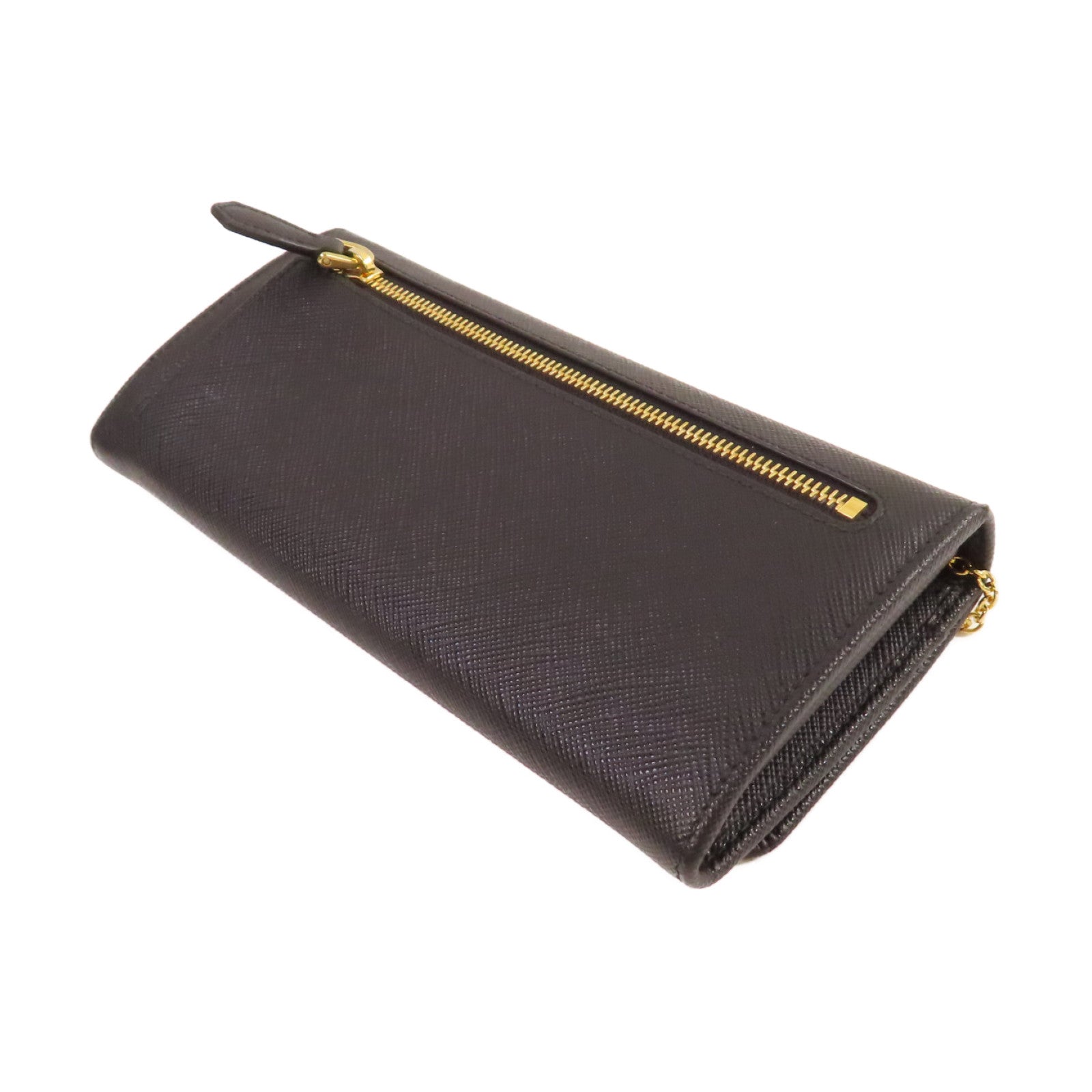 PRADA 【激減優惠】Saffiano皮革Long Wallet金扣長錢包黑色