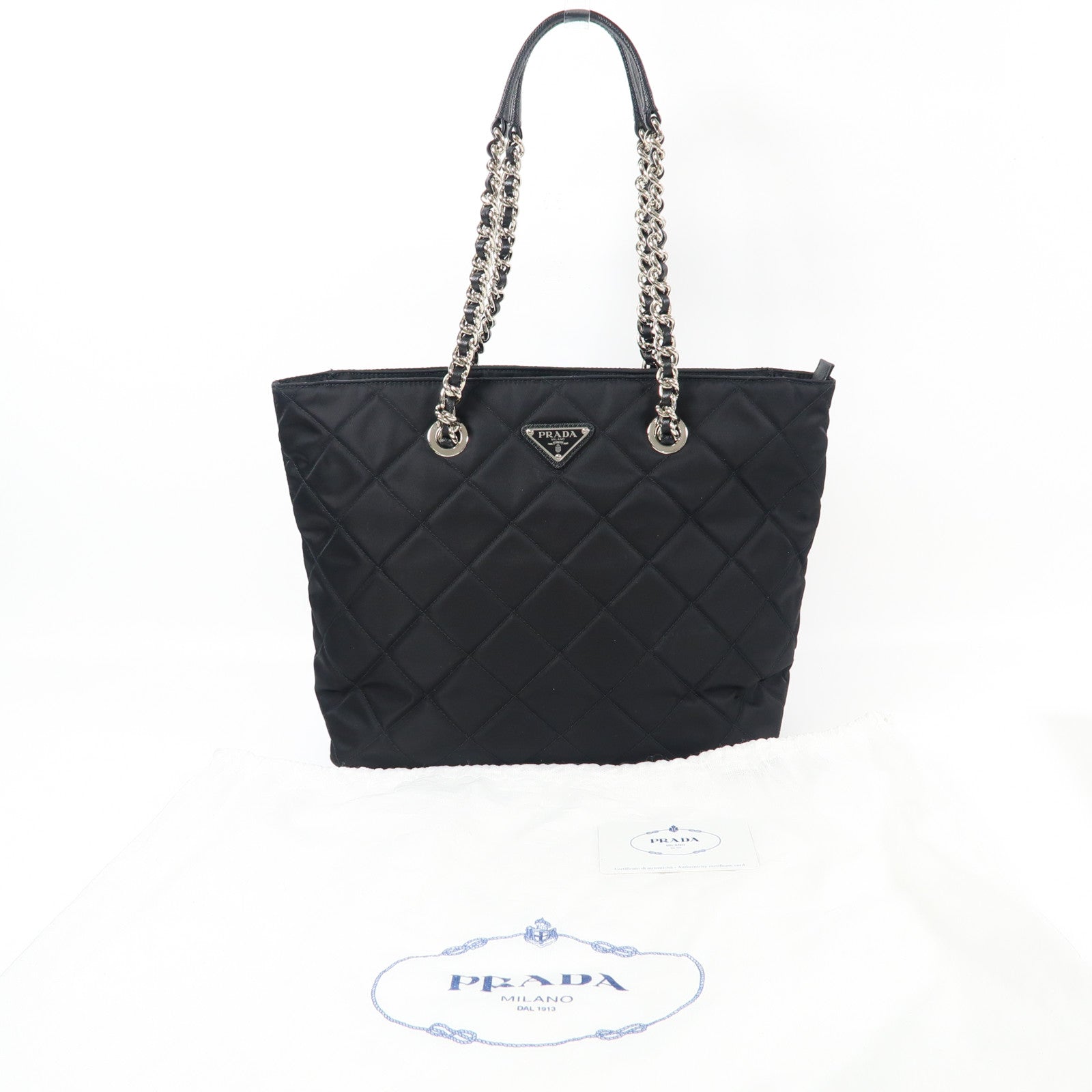 PRADA 尼龍Shoulder Bag銀扣鏈帶肩背袋