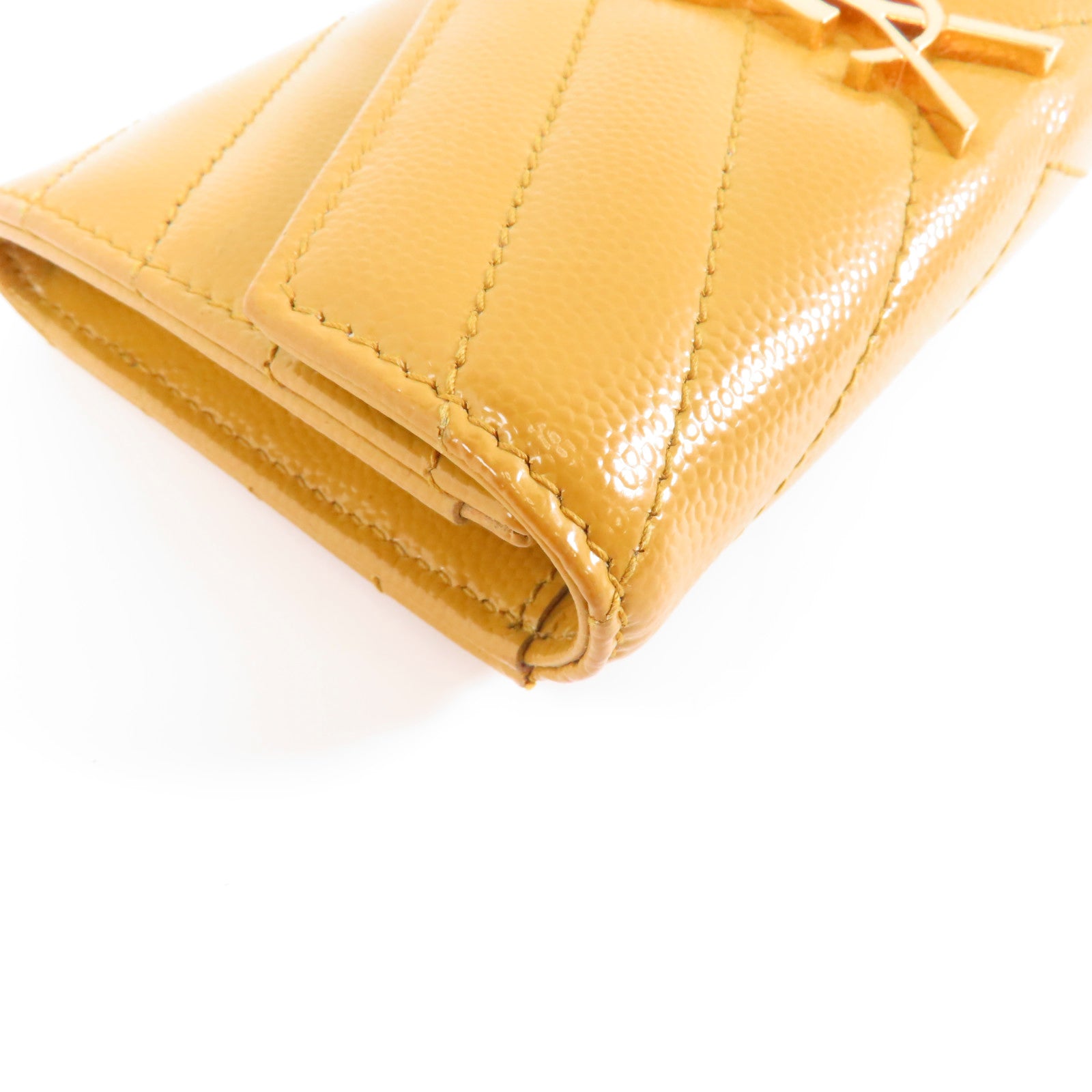 SAINT LAURENT 牛皮皮革Card Case金扣卡片套黃色