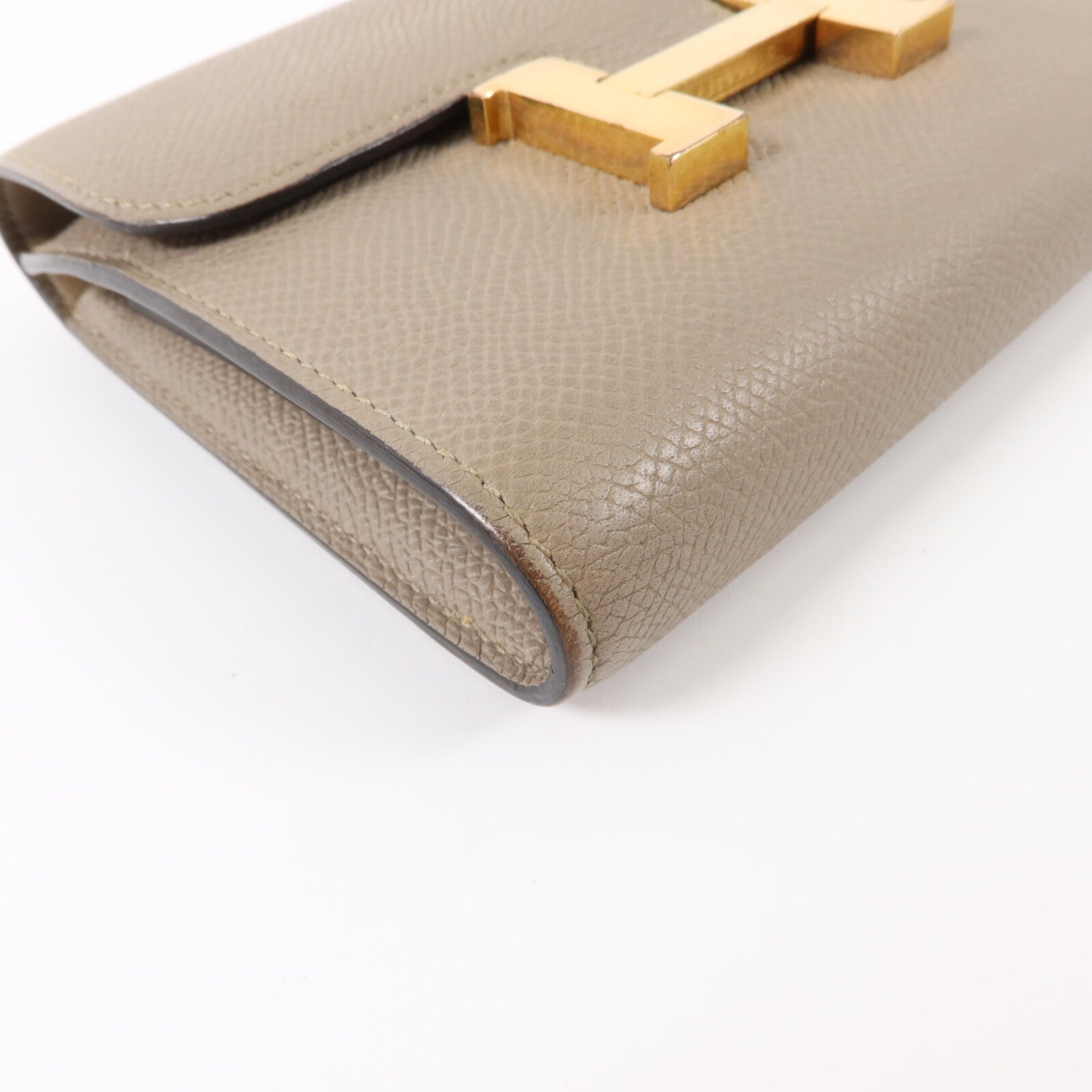 HERMES Epsom皮革Constance Compact Wallet錢包Gris Asphalte