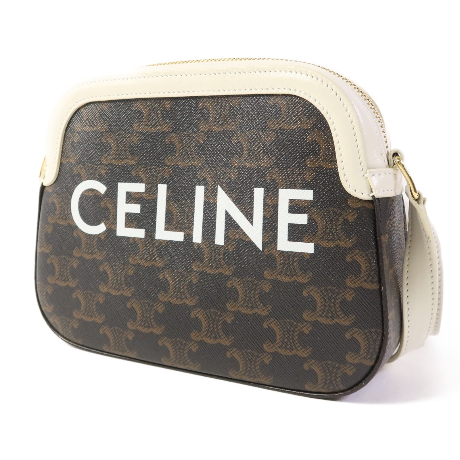 CELINE 塗層帆布Shoulder Bag金扣肩背袋