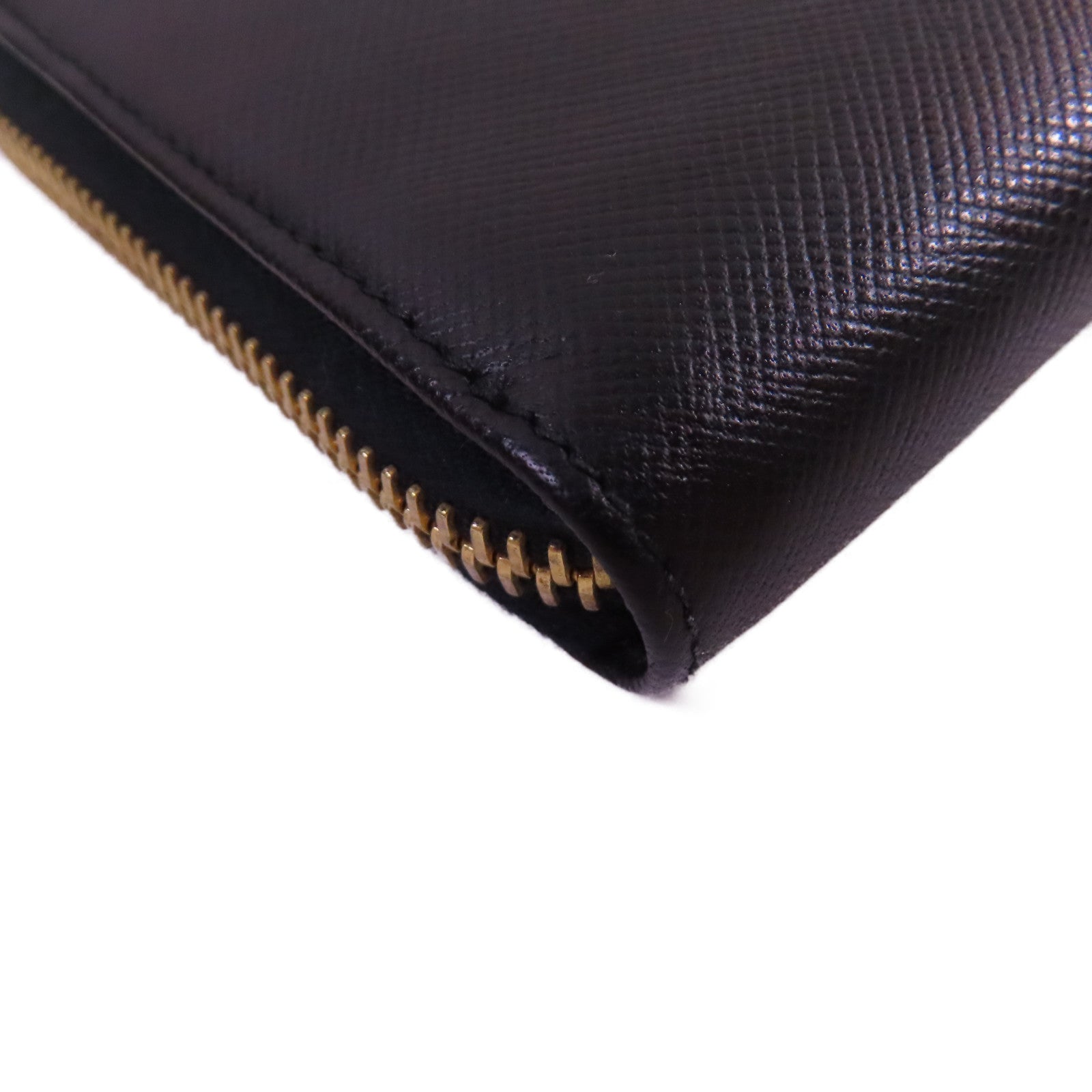 PRADA Saffiano皮革Zip Around Long Wallet金扣拉鏈長錢包啡色