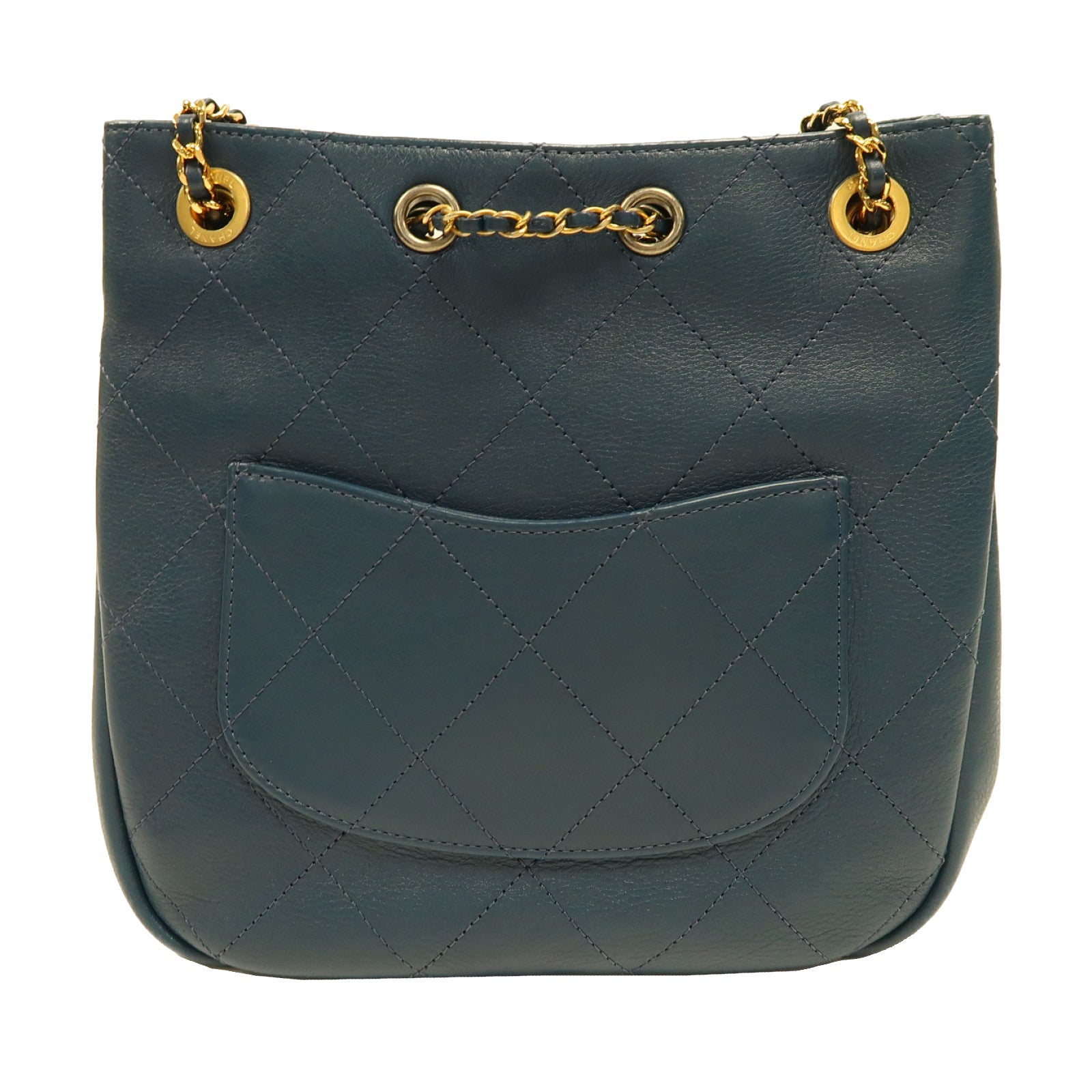 CHANEL 【激減優惠】菱格牛皮皮革Shoulder Bag金扣鏈帶肩背袋藍色