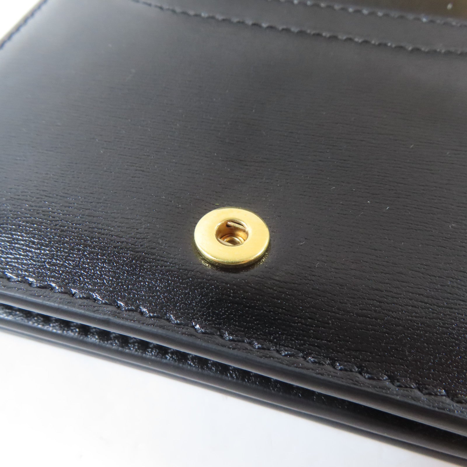 CELINE 牛皮皮革Triomphe Card Case金扣卡片套黑色