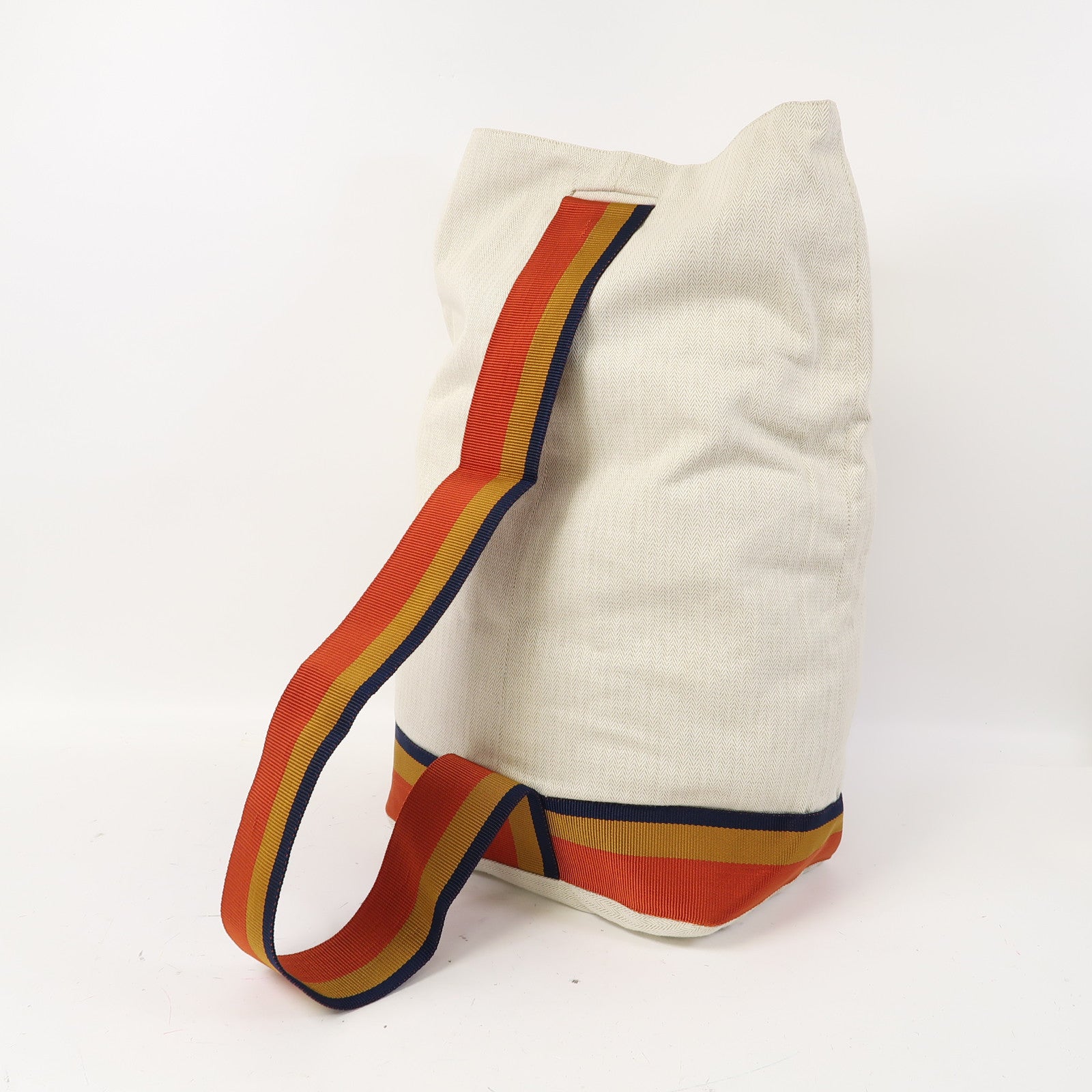 HERMES 帆布Backpack銀扣背包米色