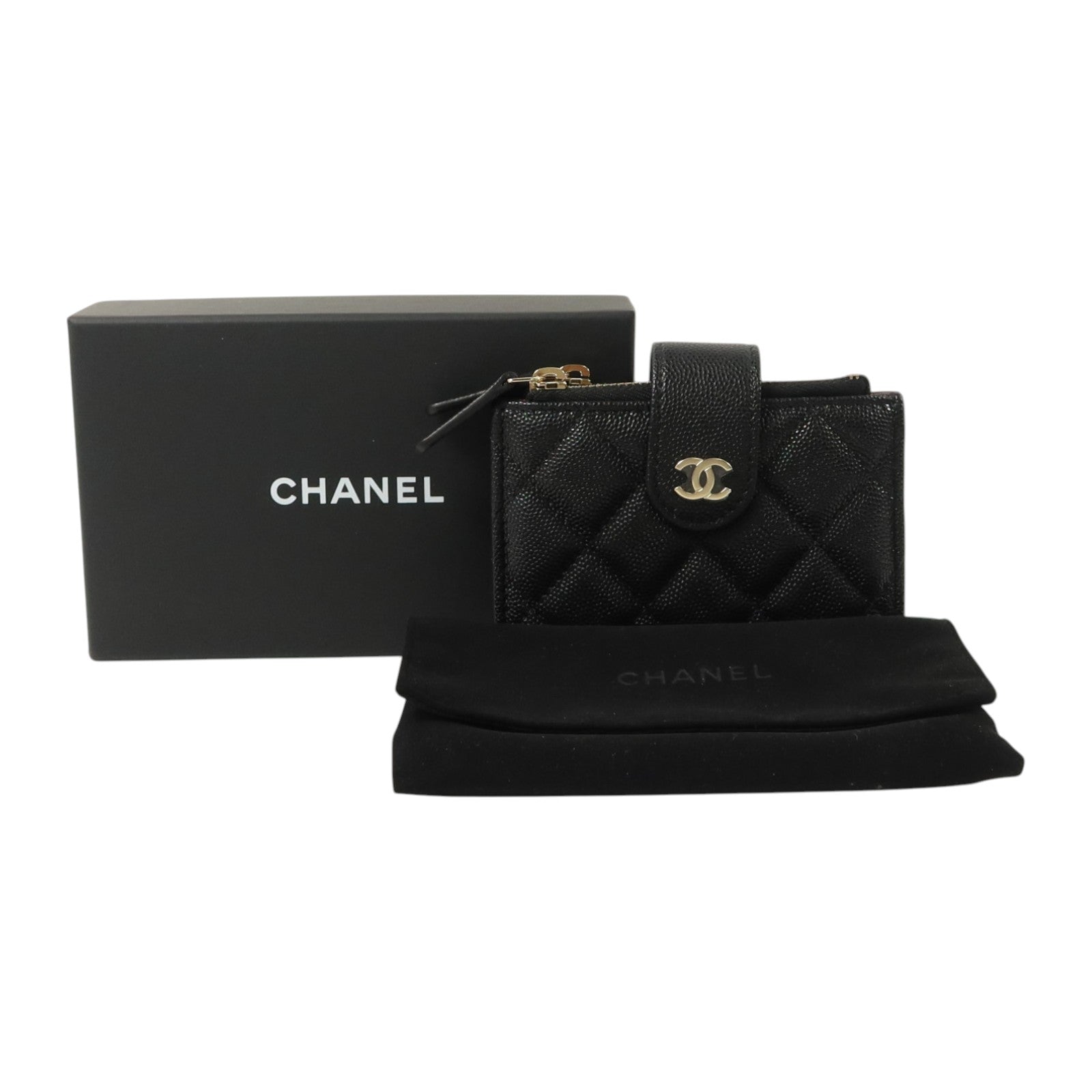 CHANEL 牛皮皮革Card/Coin Case金扣卡片套/零錢包