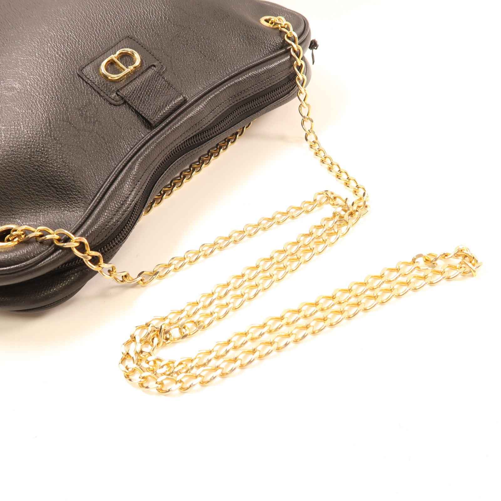 Dior GHW Vintage Shoulder Bag Calfskin Leather Black