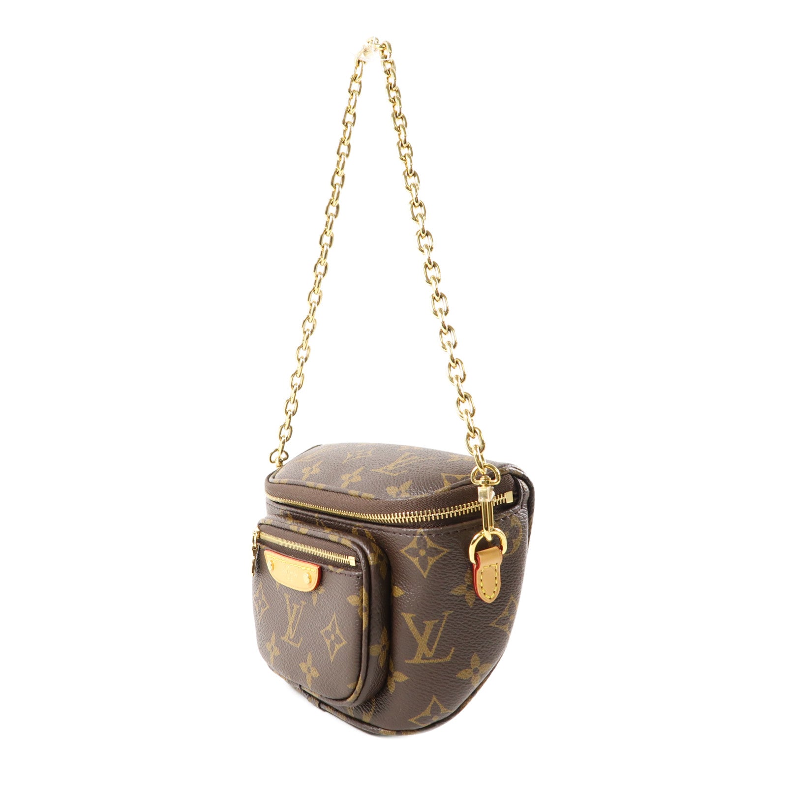 LOUIS VUITTON Monogram Mini Bumbag金扣手挽肩背兩用袋棕色