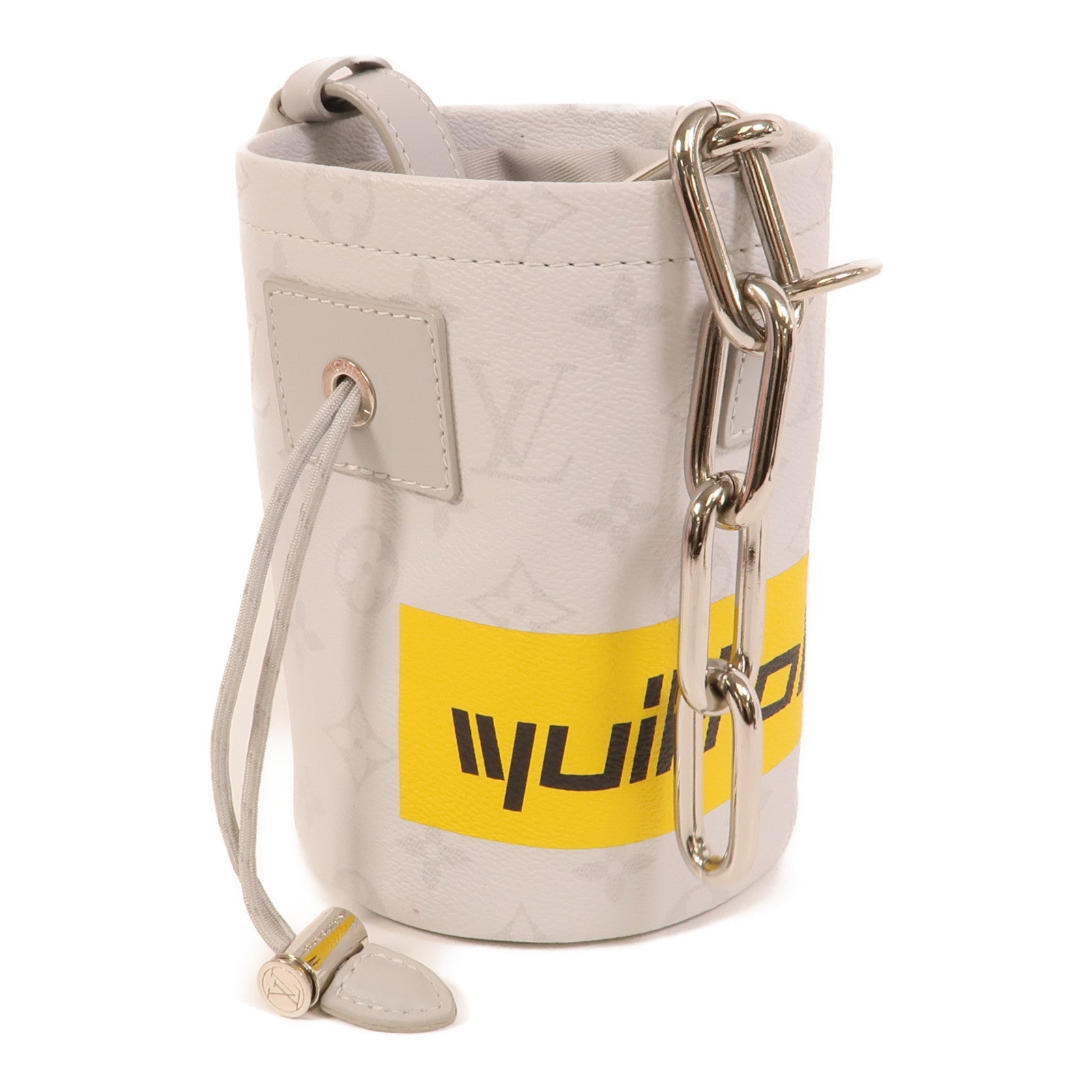 LOUIS VUITTON White Monogram Chalk Nano銀扣肩背袋白色/灰色
