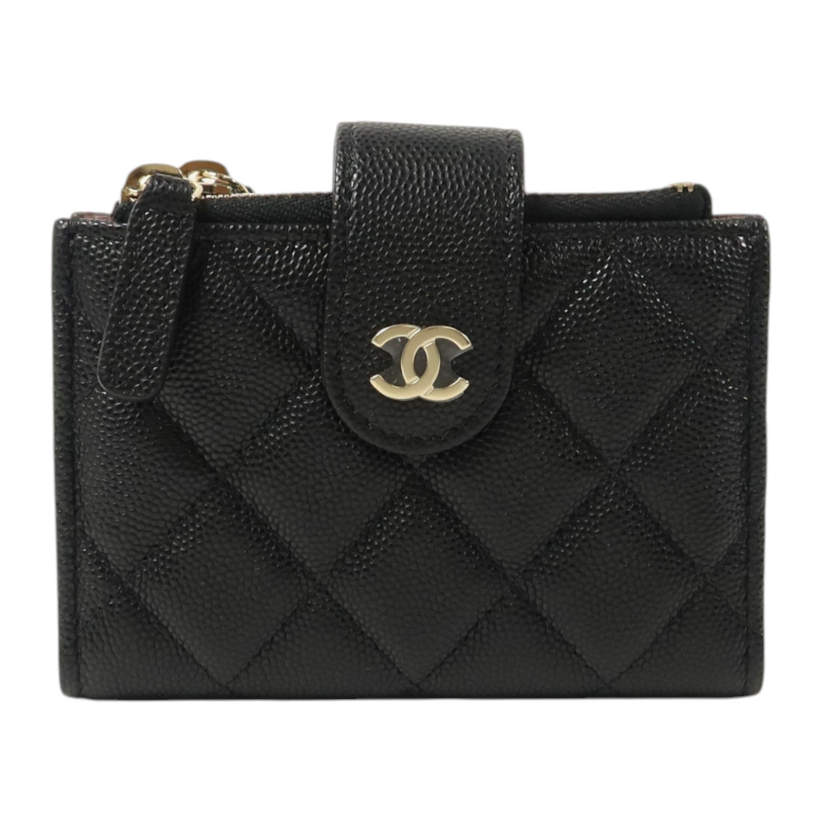 CHANEL 牛皮皮革Card/Coin Case金扣卡片套/零錢包