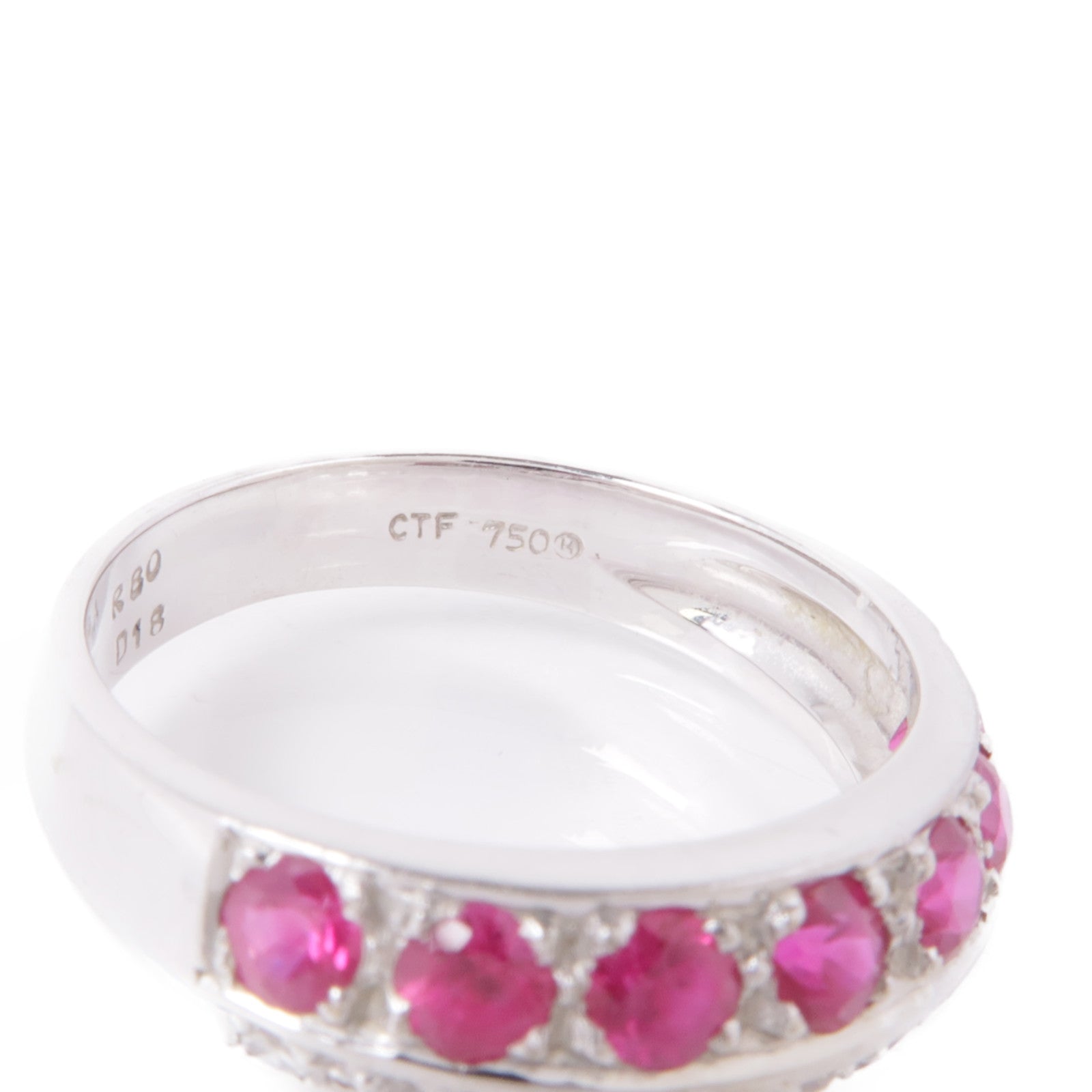 JEWELRY 【激減優惠】18K白金Ruby/Diamond Ring紅寶石/鑽石戒指US#6