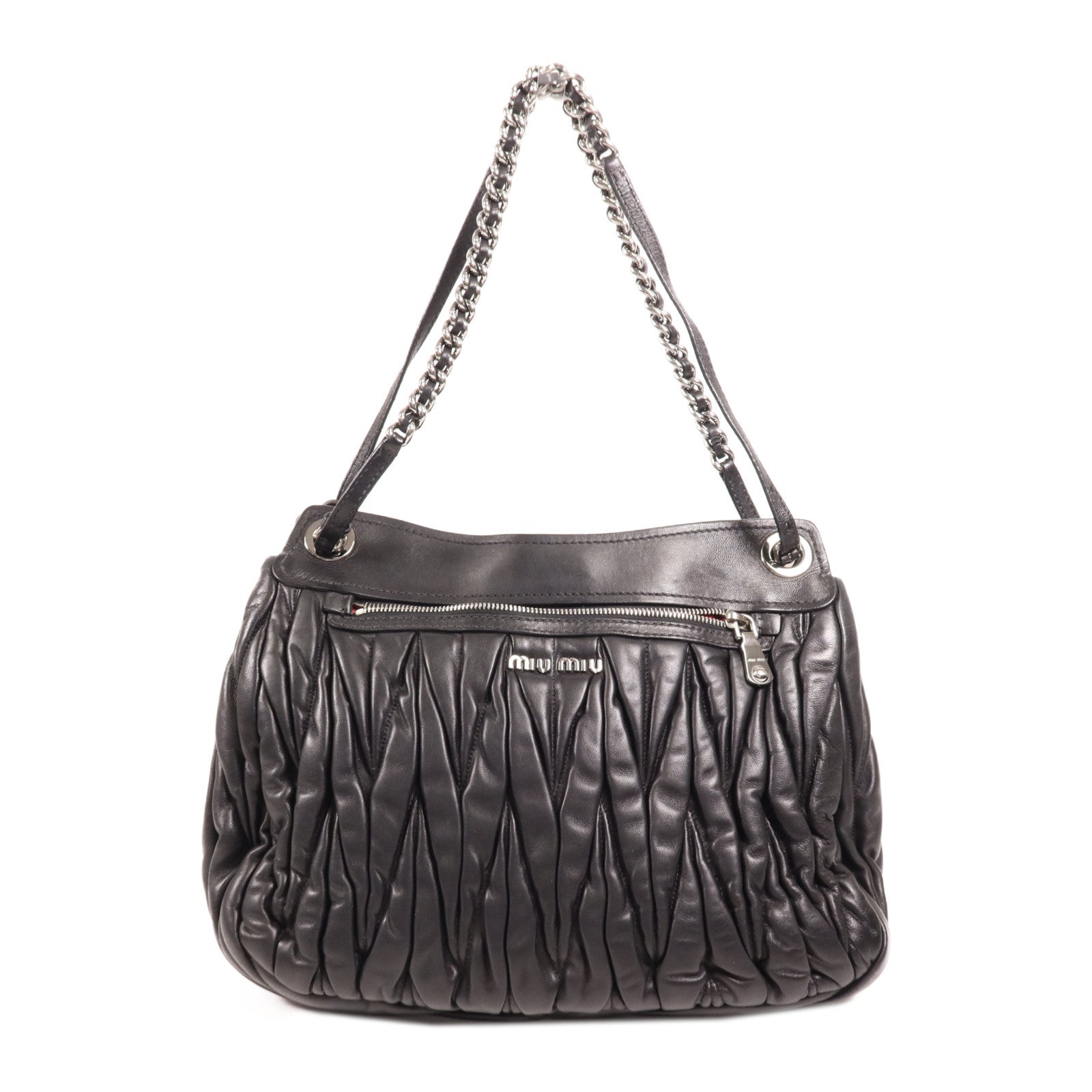 Miu Miu 皮革Shoulder Bag銀扣肩背袋