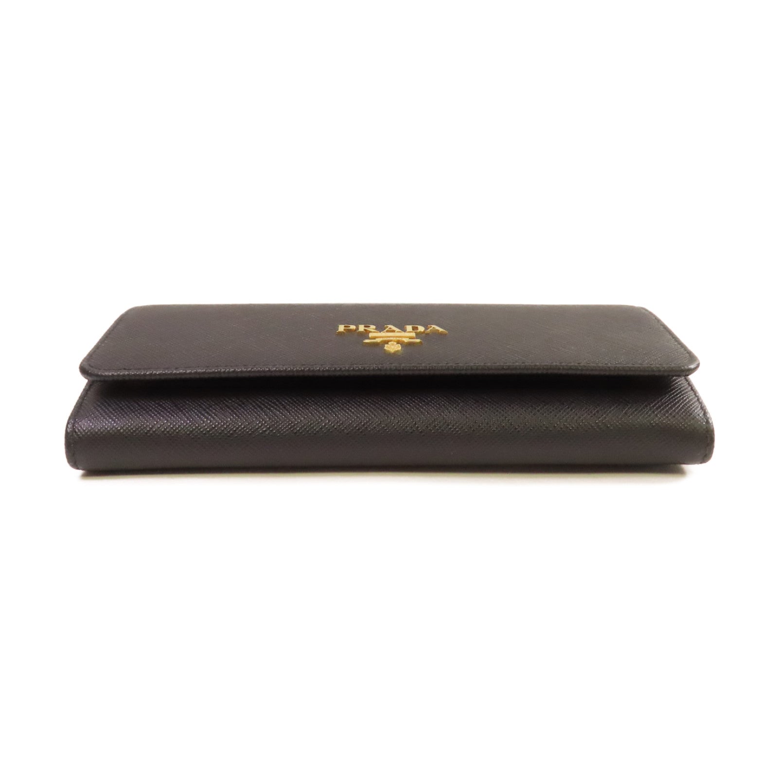 PRADA 【激減優惠】Saffiano皮革Long Wallet金扣長錢包黑色