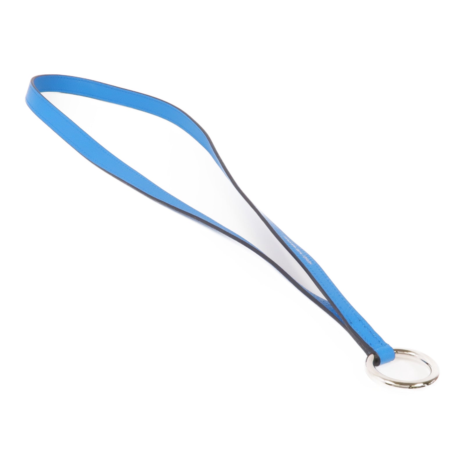 HERMES Evercolor皮革Strap銀扣掛飾 Bleu Frida