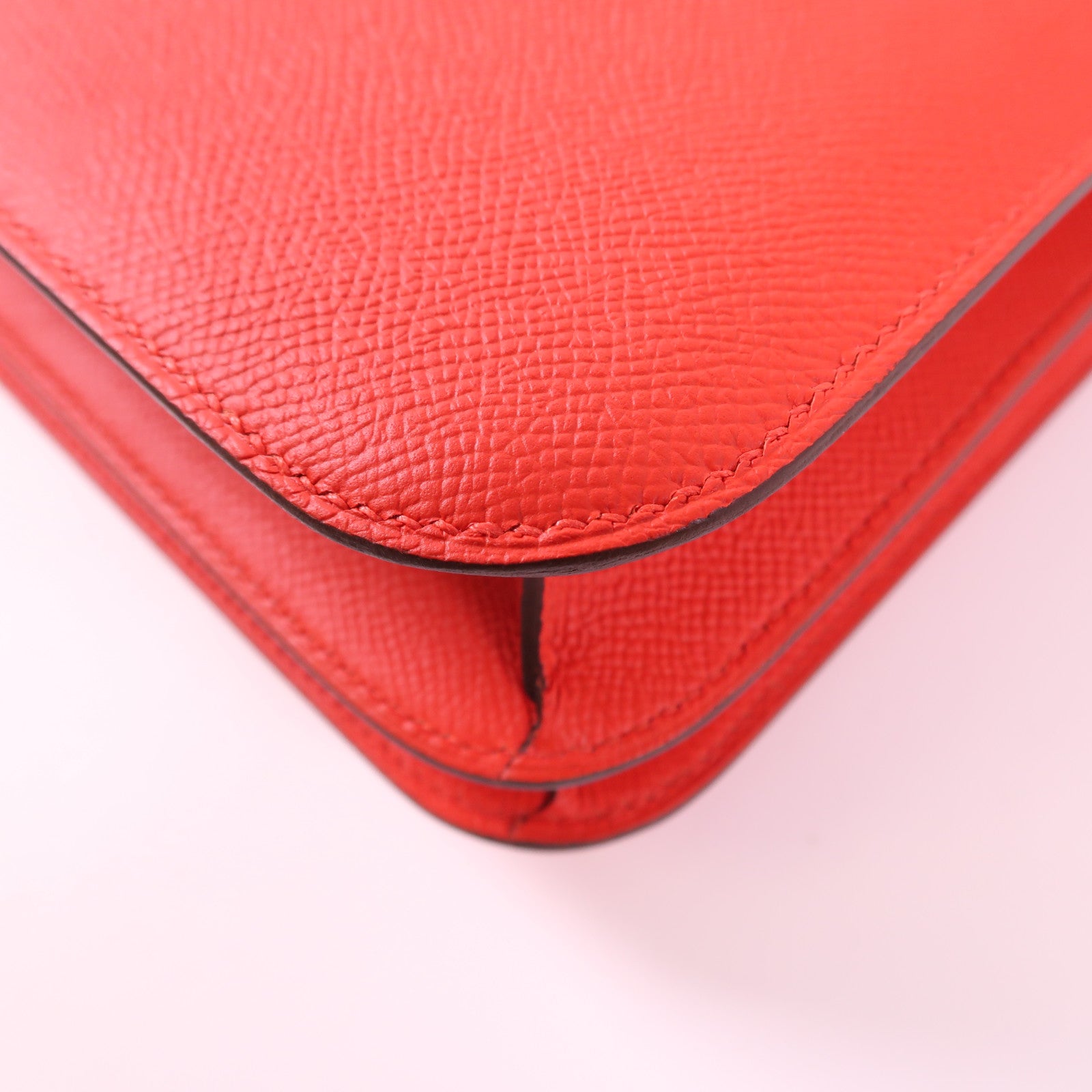 HERMES Epsom皮革Constance 24銀扣肩背袋S3 Rouge de coeur