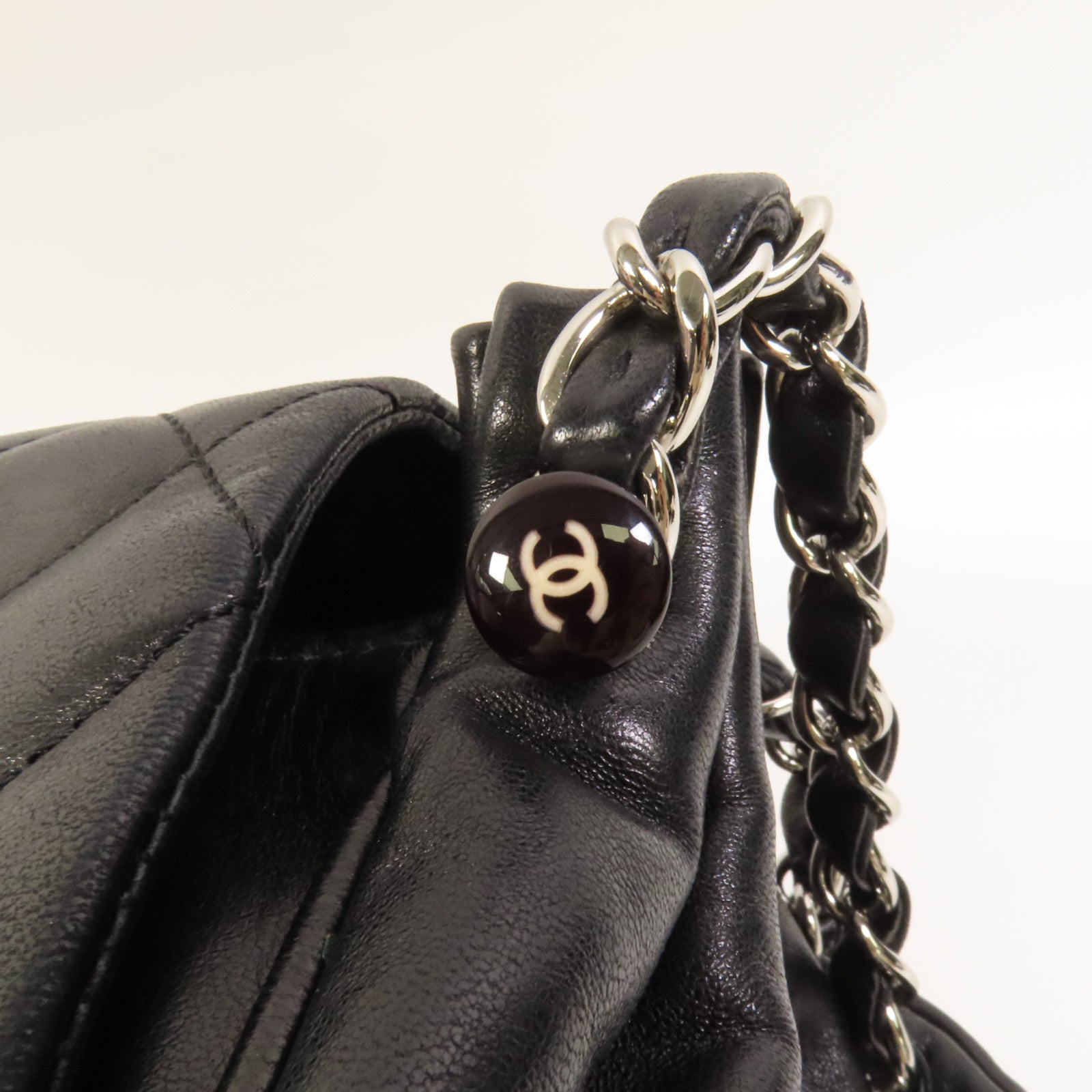 CHANEL 羊皮皮革Shoulder Bag銀扣鏈帶肩背袋