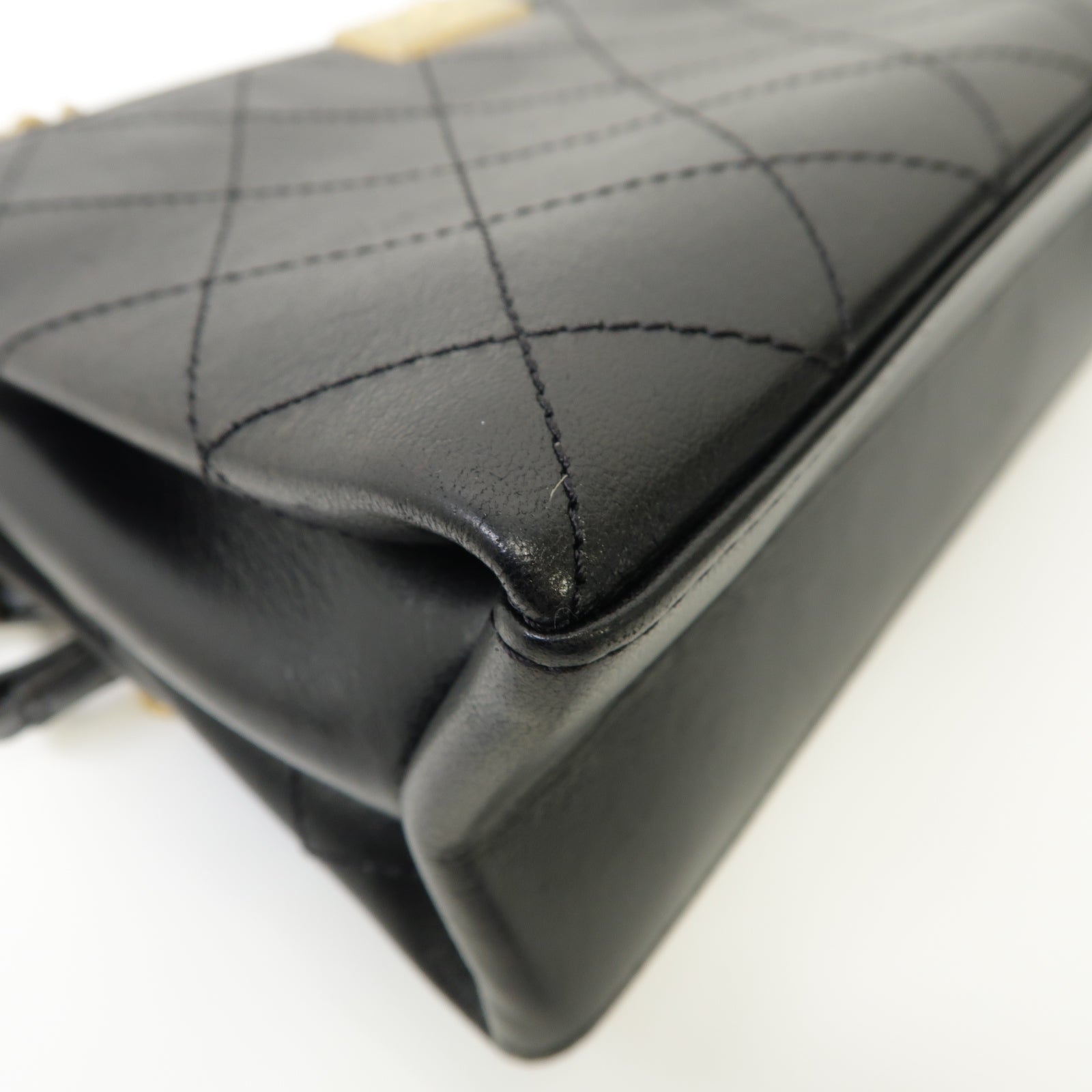 CHANEL 【激減優惠】菱格牛皮皮革Chain Shoulder Bag 金扣手挽肩背兩用袋黑色