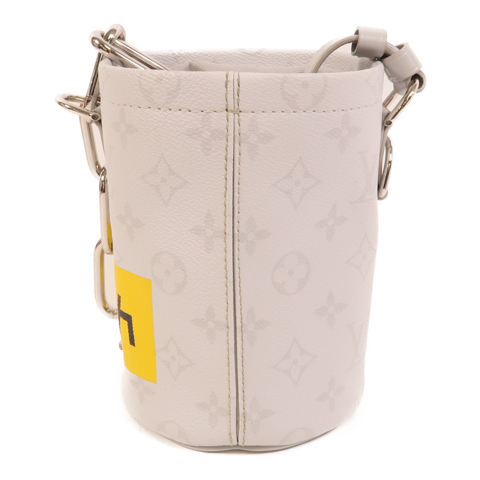 LOUIS VUITTON White Monogram Chalk Nano銀扣肩背袋白色/灰色