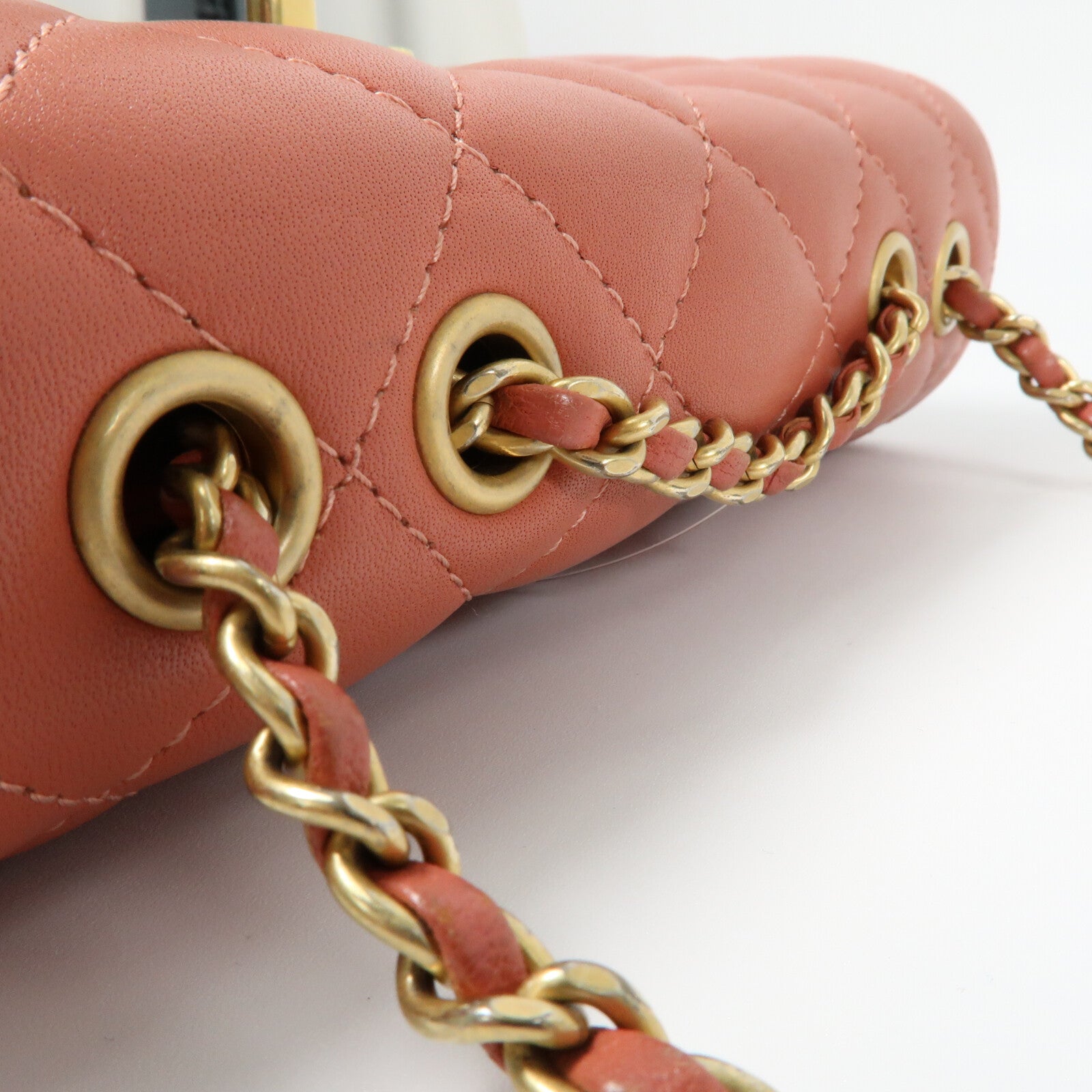 CHANEL 羊皮皮革Chain Shoulder金扣鏈帶肩背袋