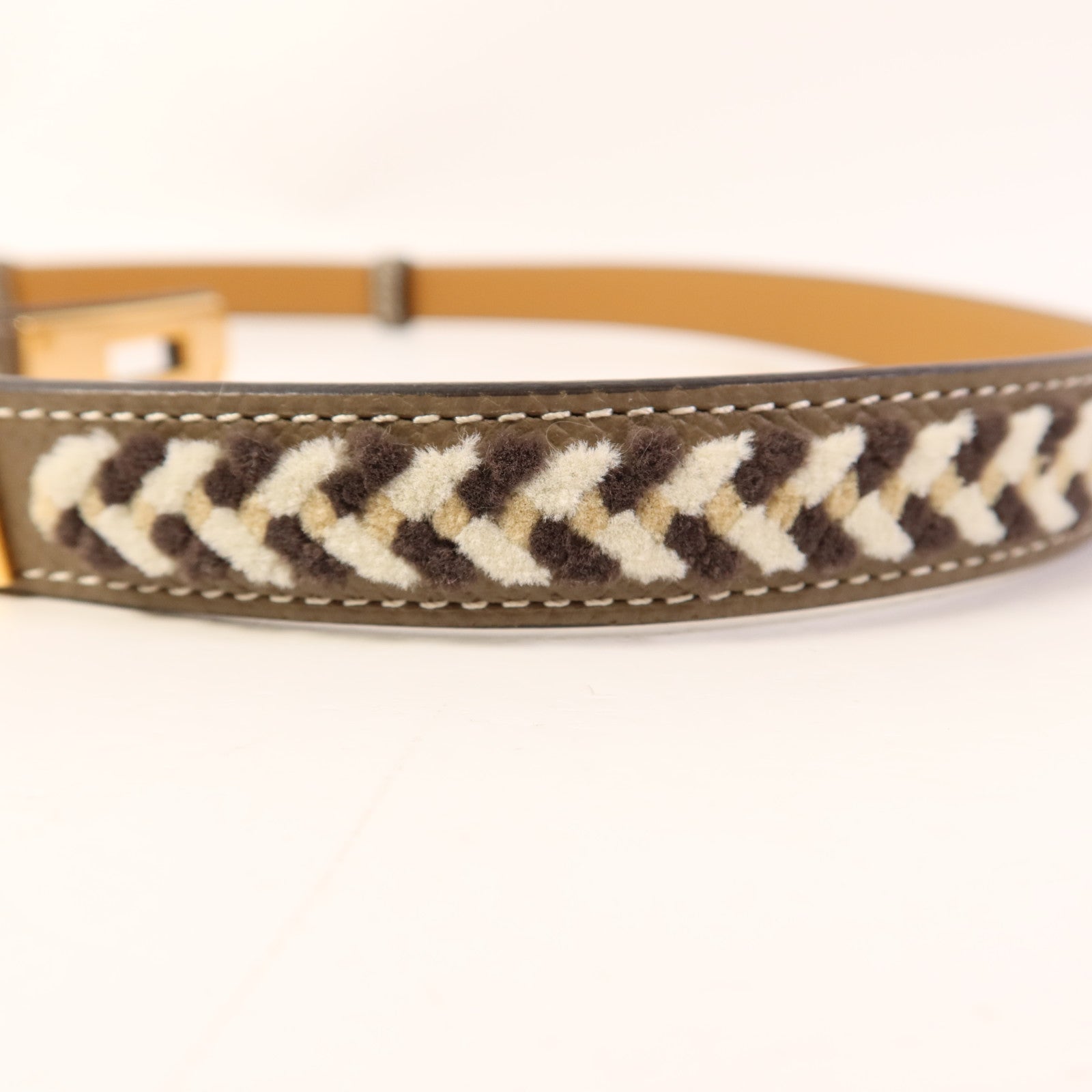 HERMES 【激減優惠】Epsom皮革Kelly Belt金扣皮帶Etoupe
