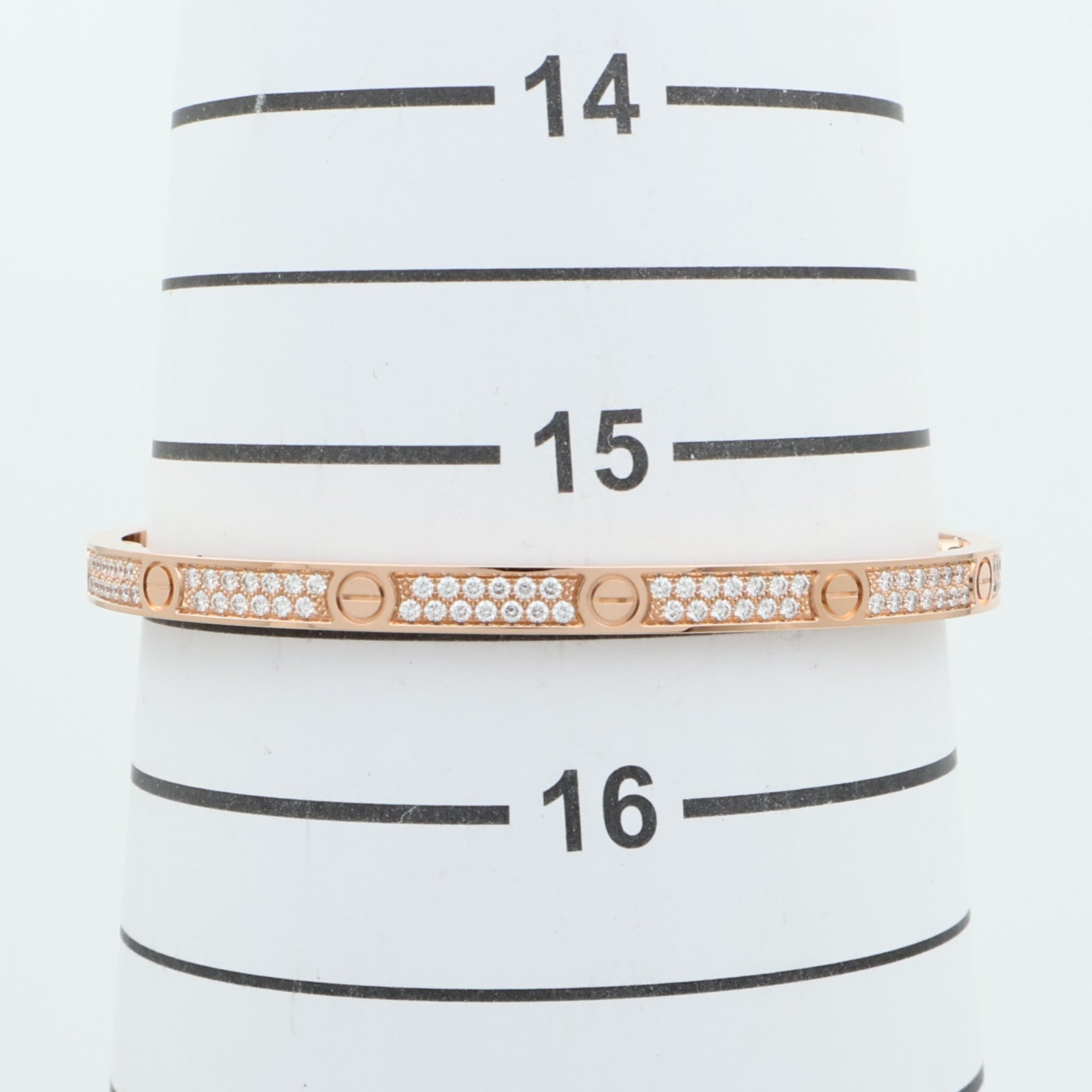 CARTIER 18K玫瑰金Love Bangle SM Paved鑽石手鐲Cartier#16