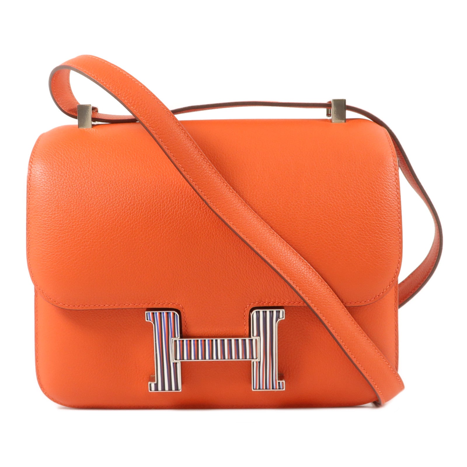 HERMES Evercolor皮革Constance 24肩背袋Feu