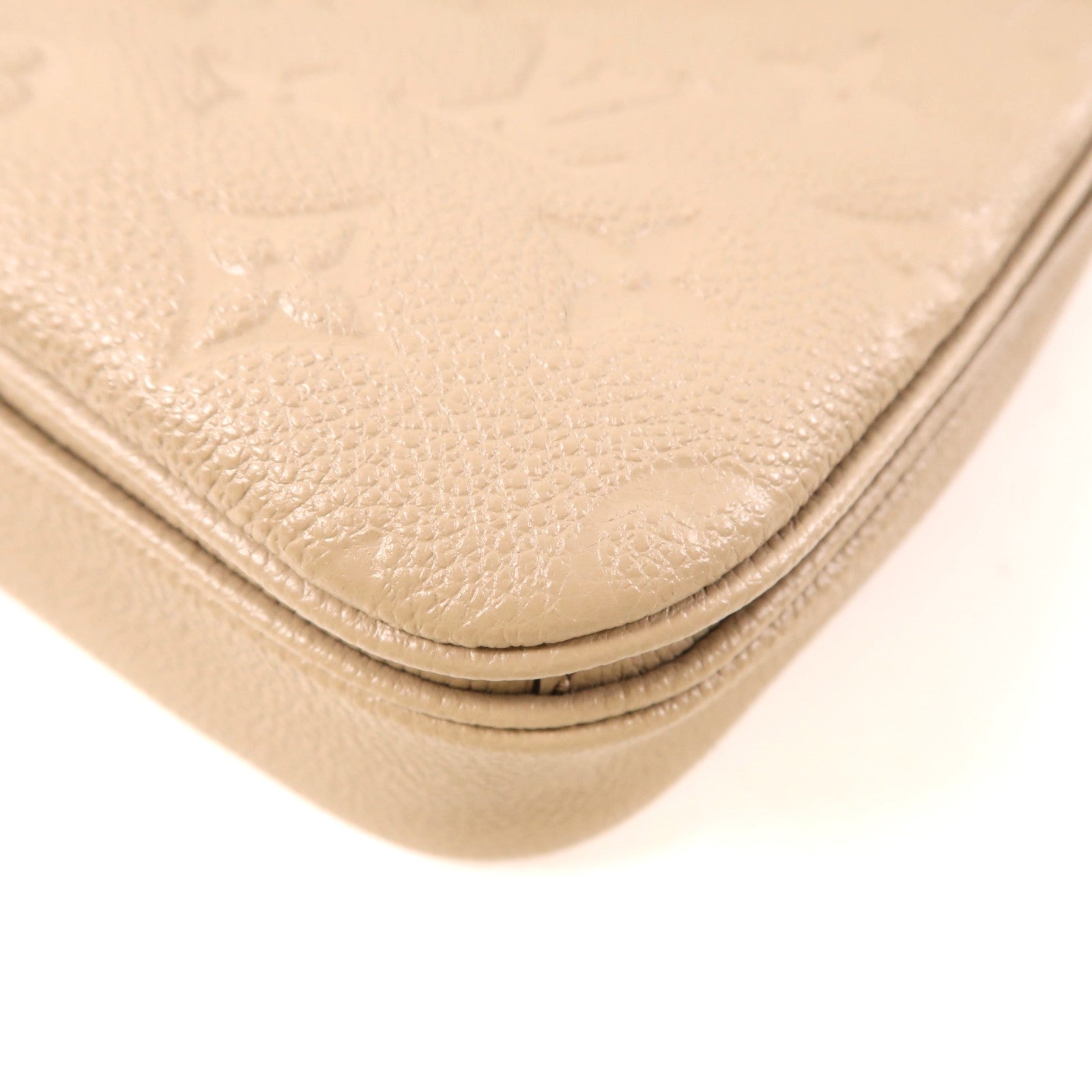 LOUIS VUITTON Monogram Empreinte Pochette Metis金扣手挽肩背兩用袋米色