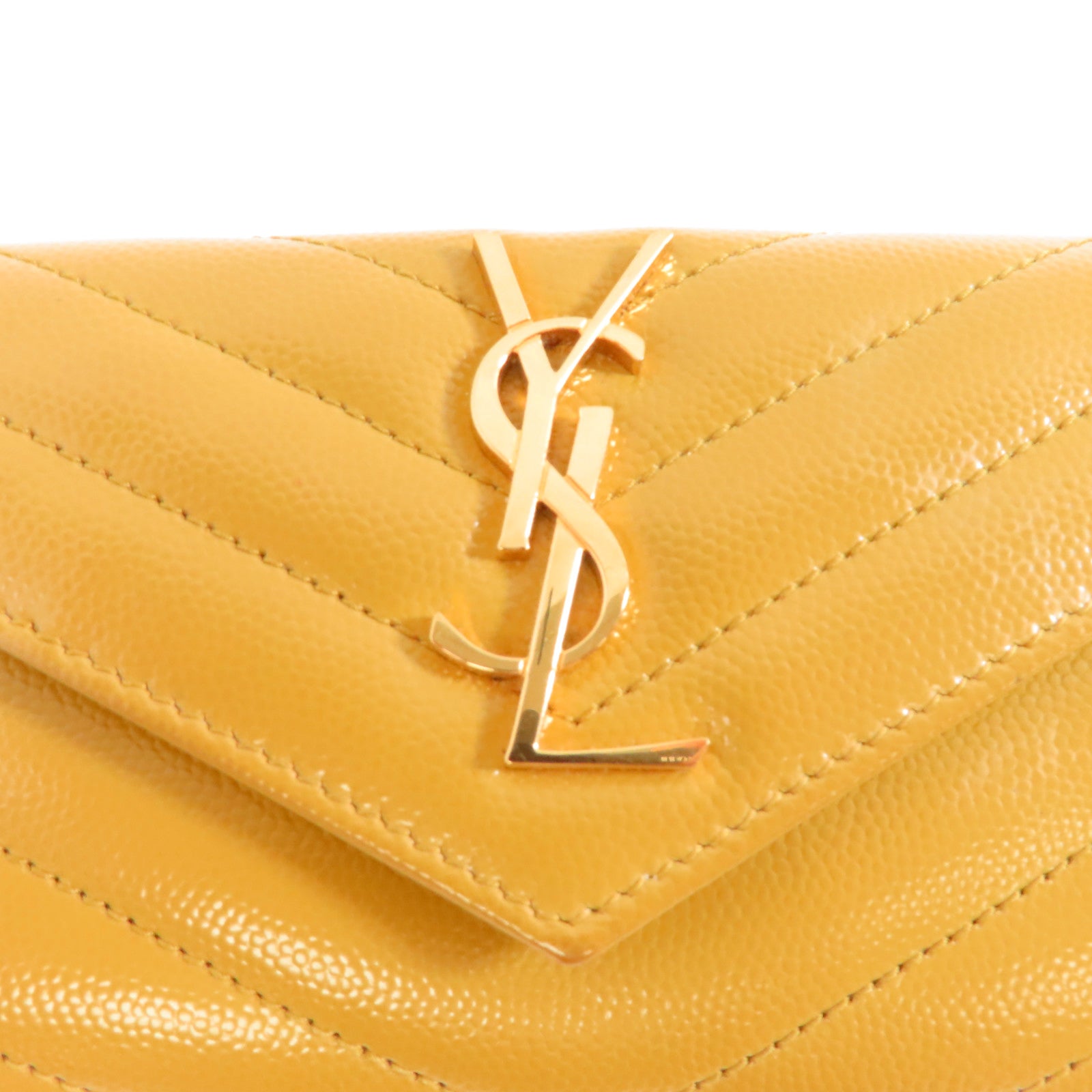 SAINT LAURENT 牛皮皮革Card Case金扣卡片套黃色