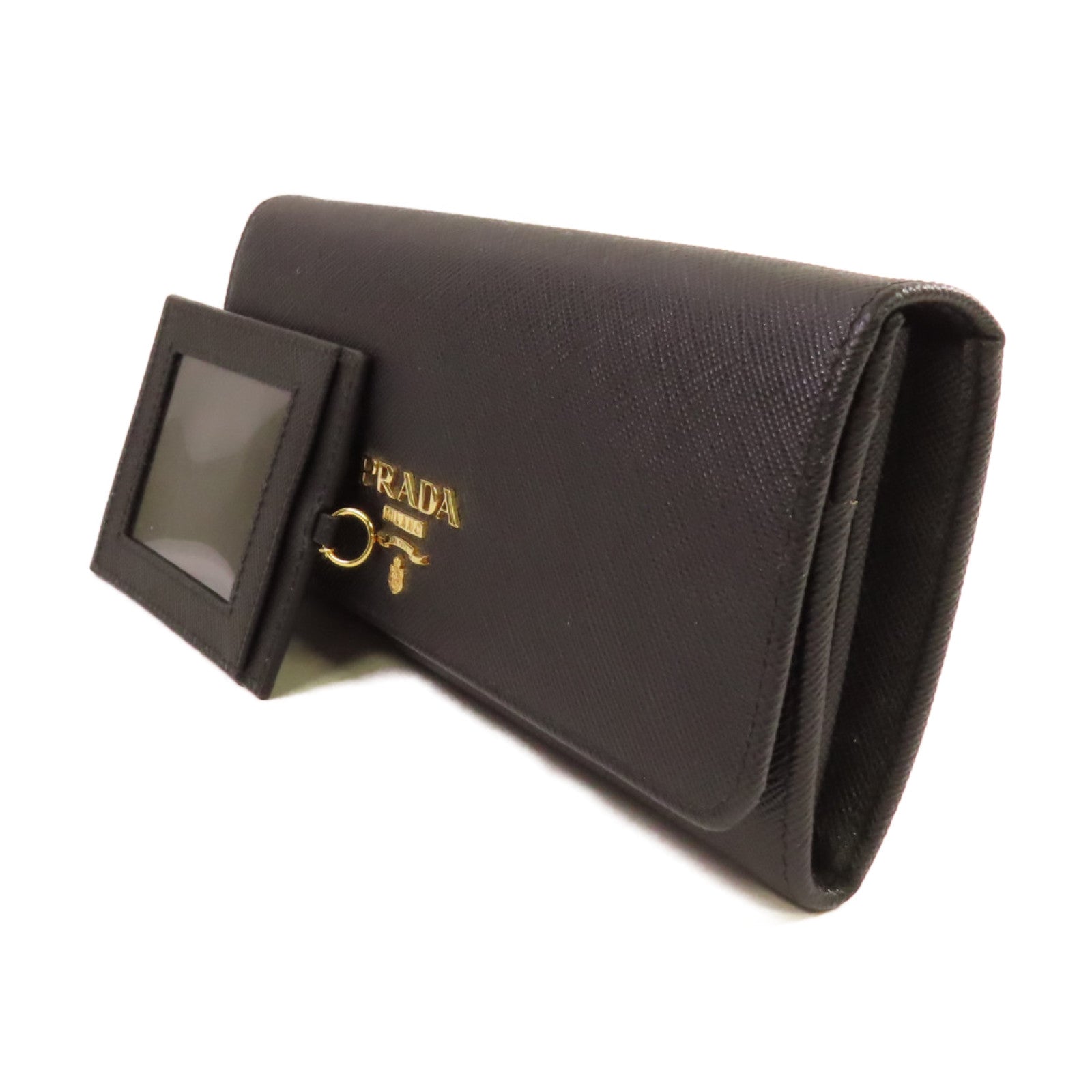 PRADA 【激減優惠】Saffiano皮革Long Wallet金扣長錢包黑色