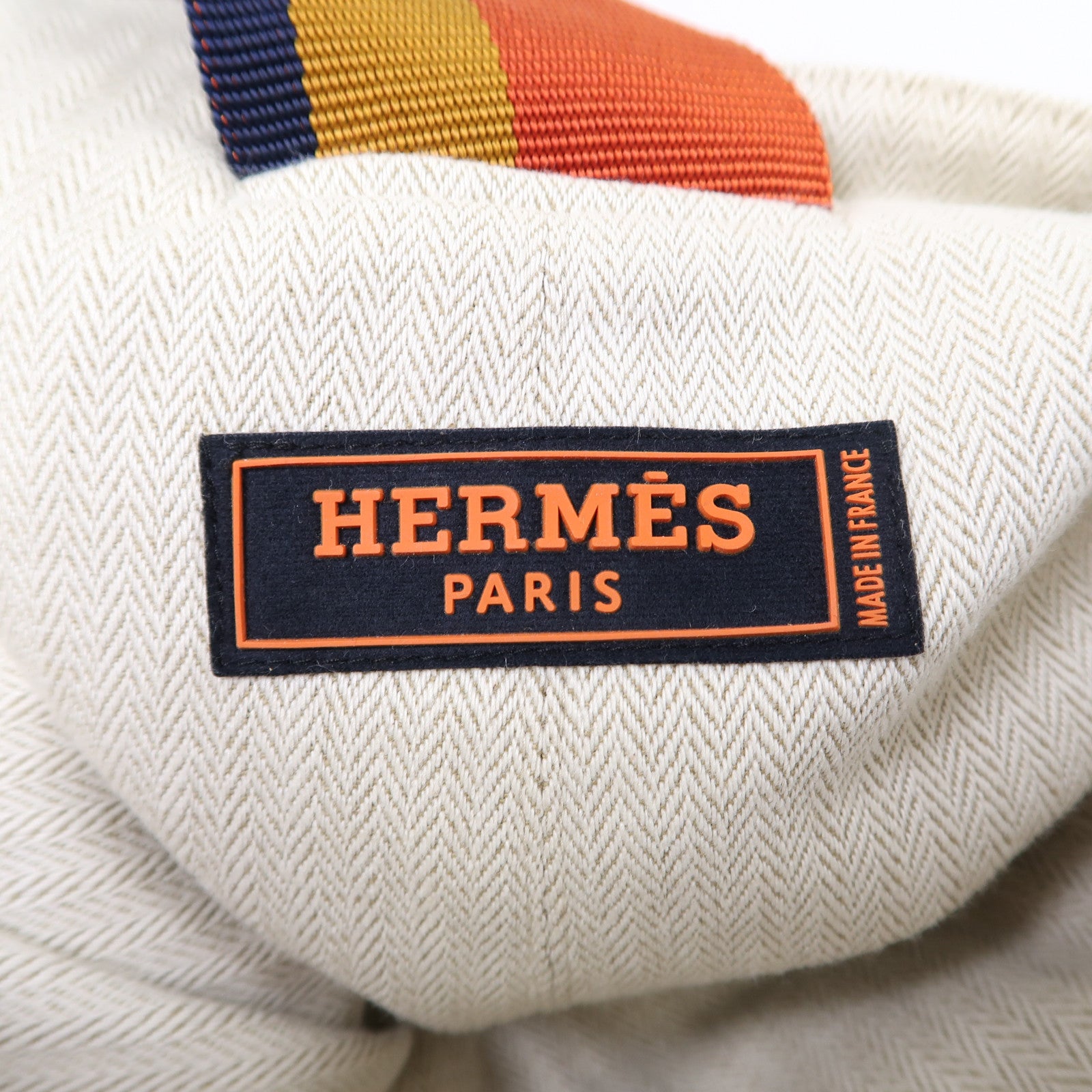 HERMES 帆布Backpack銀扣背包米色