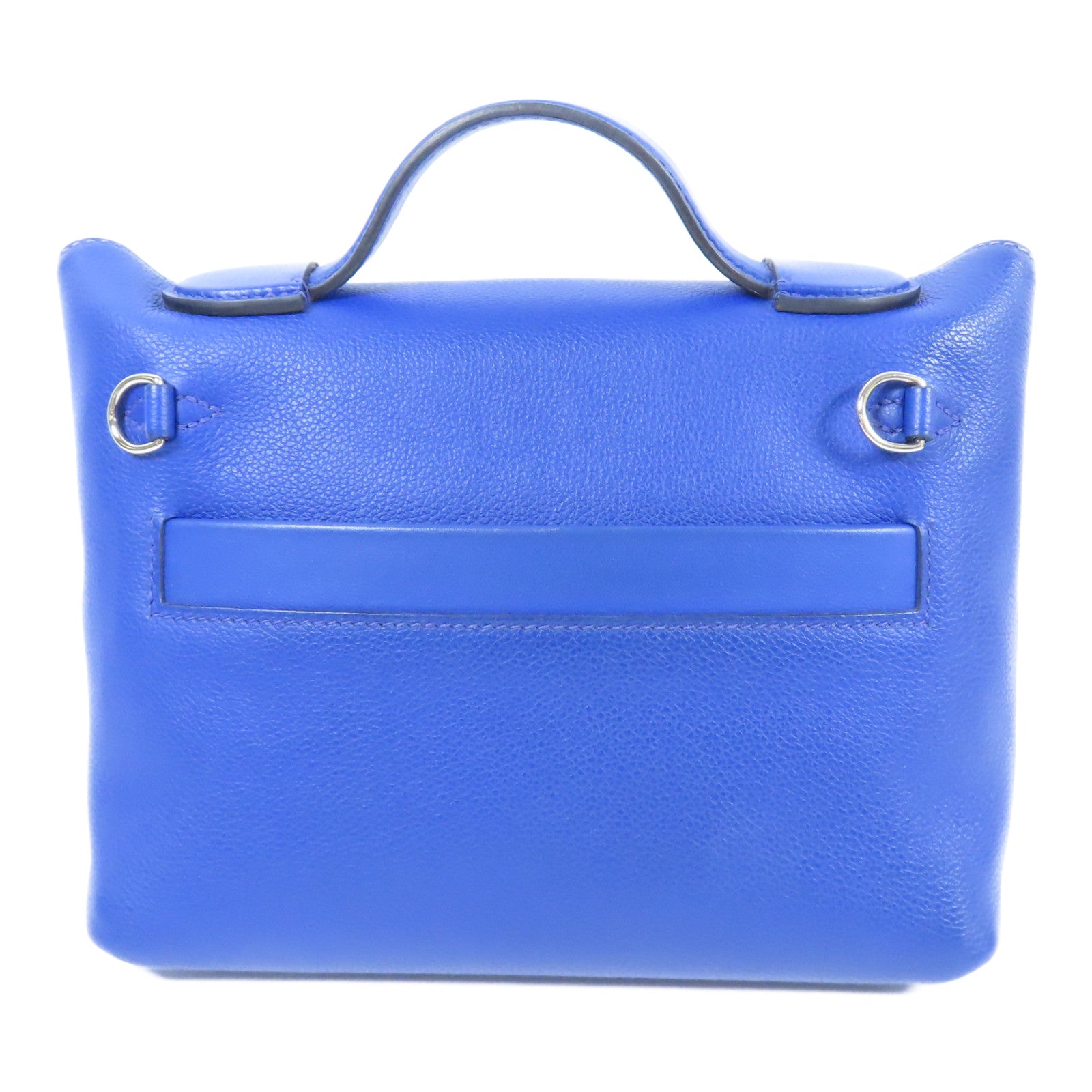 HERMES Evercolor/Swift皮革24/24 Mini銀扣手挽肩背兩用袋Bleu Royal