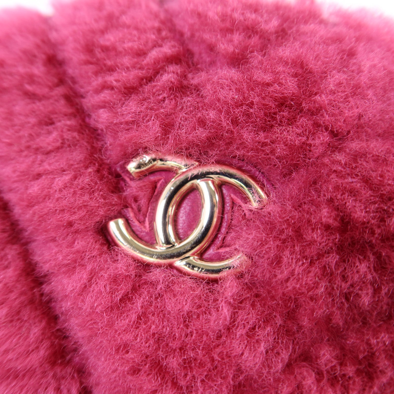 CHANEL 羊毛/牛皮皮革Chain Shoulder Bag金扣鏈帶肩背袋