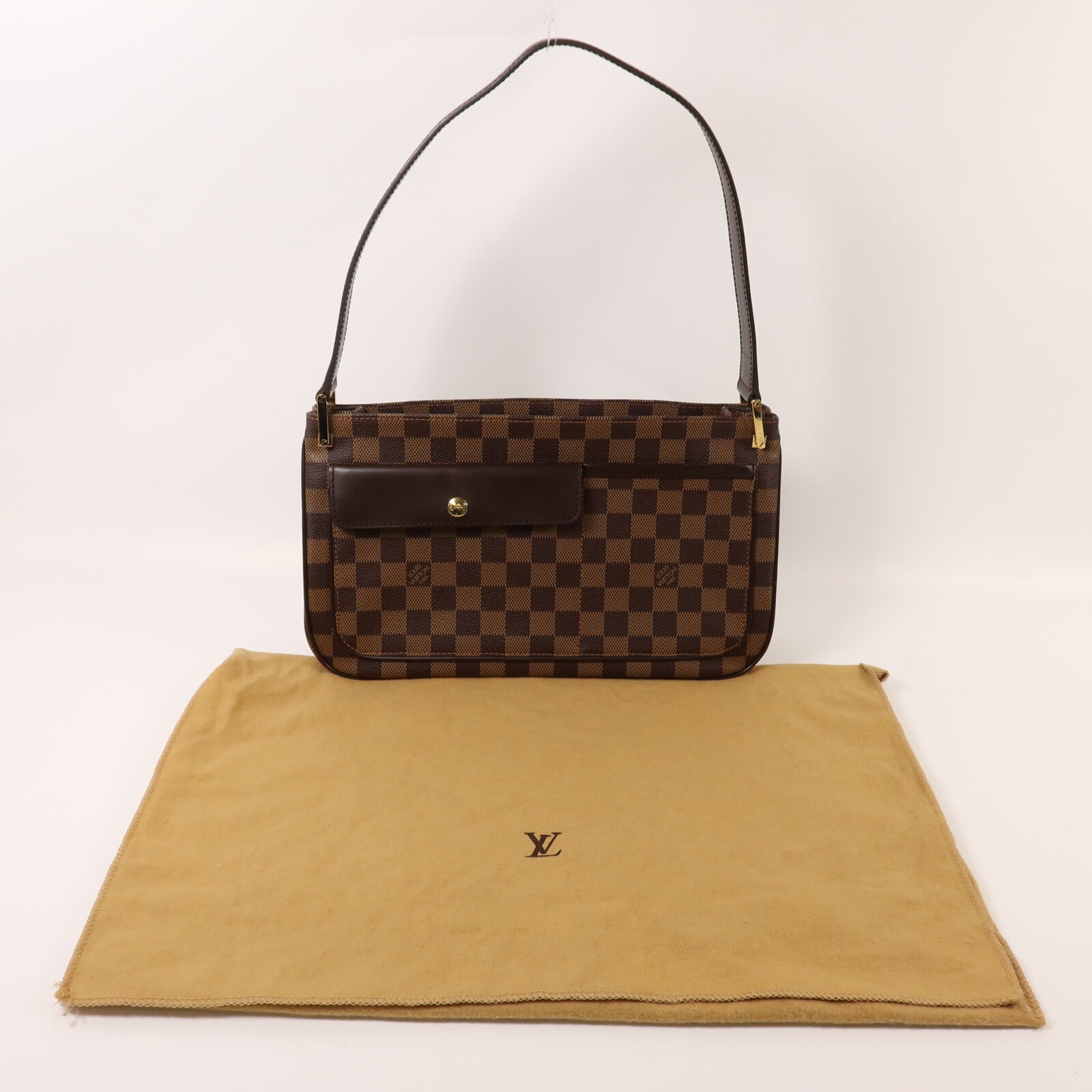 LOUIS VUITTON Damier Aubagne金扣肩背袋