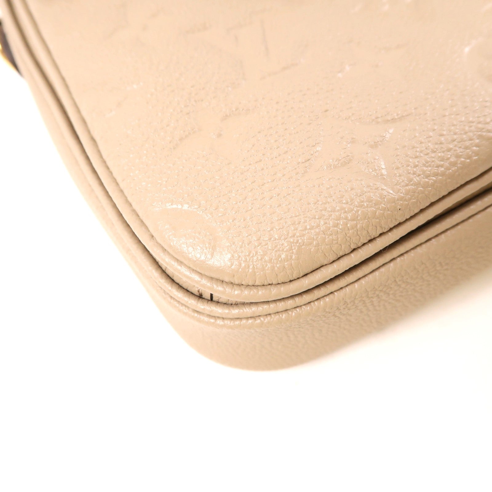 LOUIS VUITTON Monogram Empreinte Pochette Metis金扣手挽肩背兩用袋米色