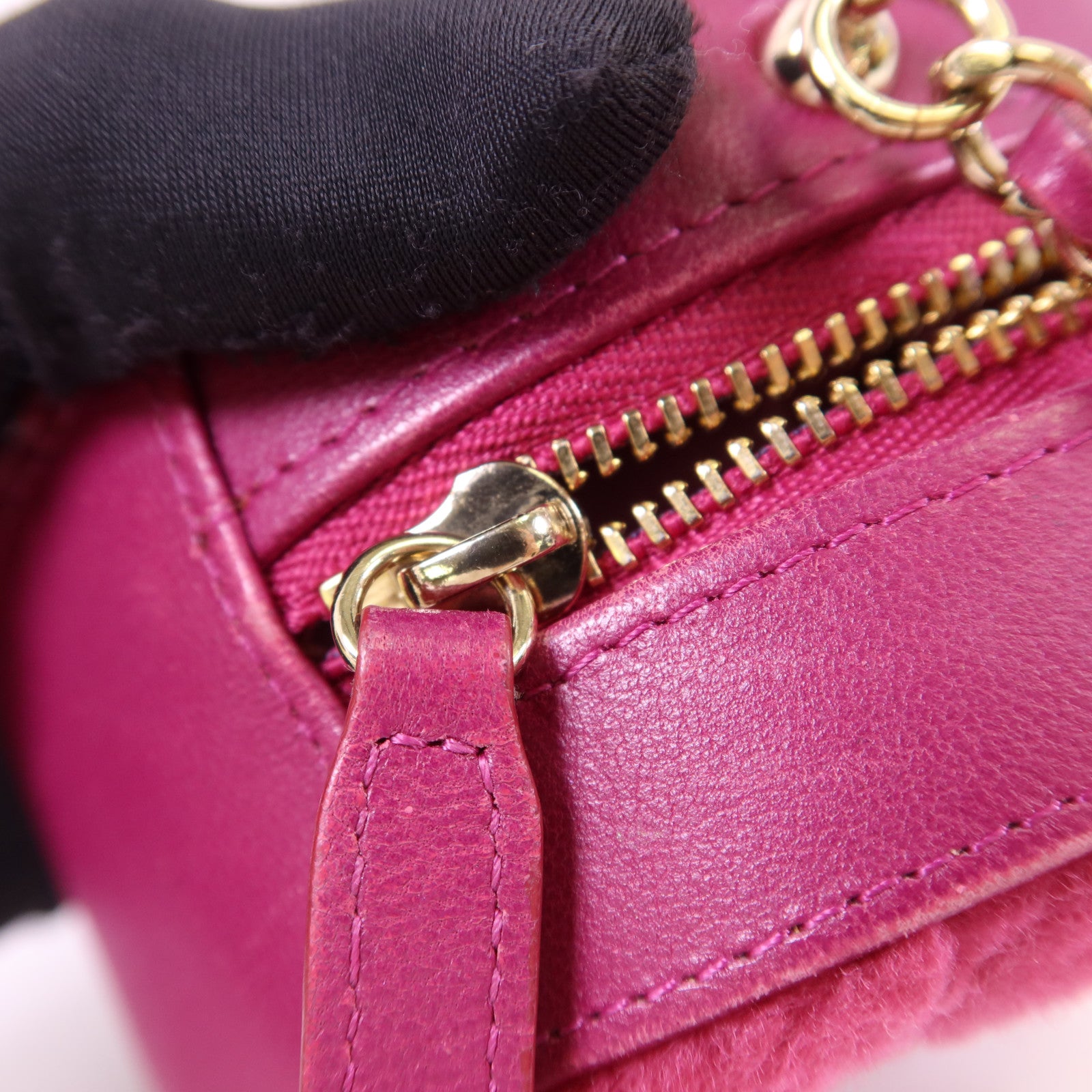 CHANEL 羊毛/牛皮皮革Chain Shoulder Bag金扣鏈帶肩背袋