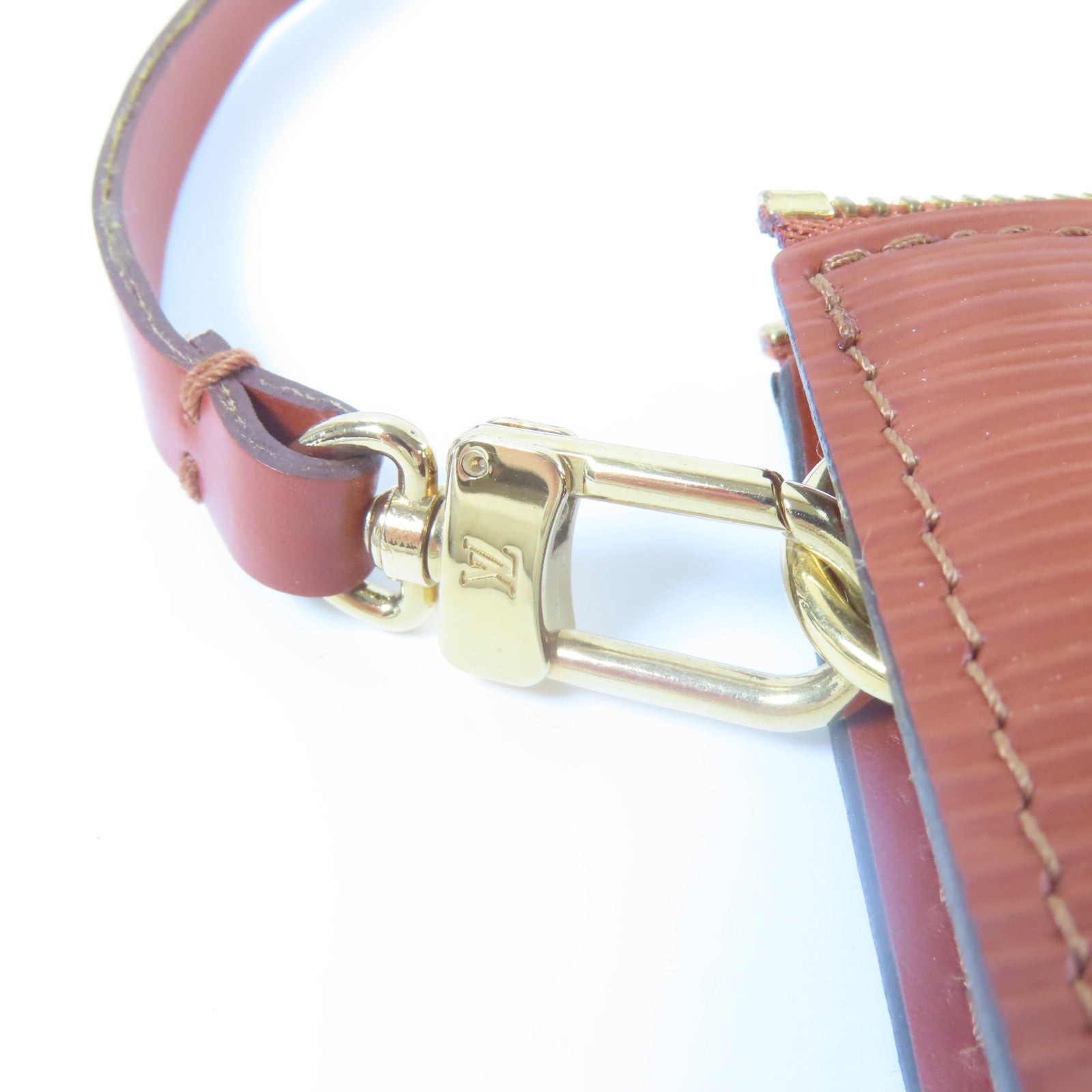 LOUIS VUITTON 【激減優惠】Epi Pochette Accessories金扣手挽袋啡色