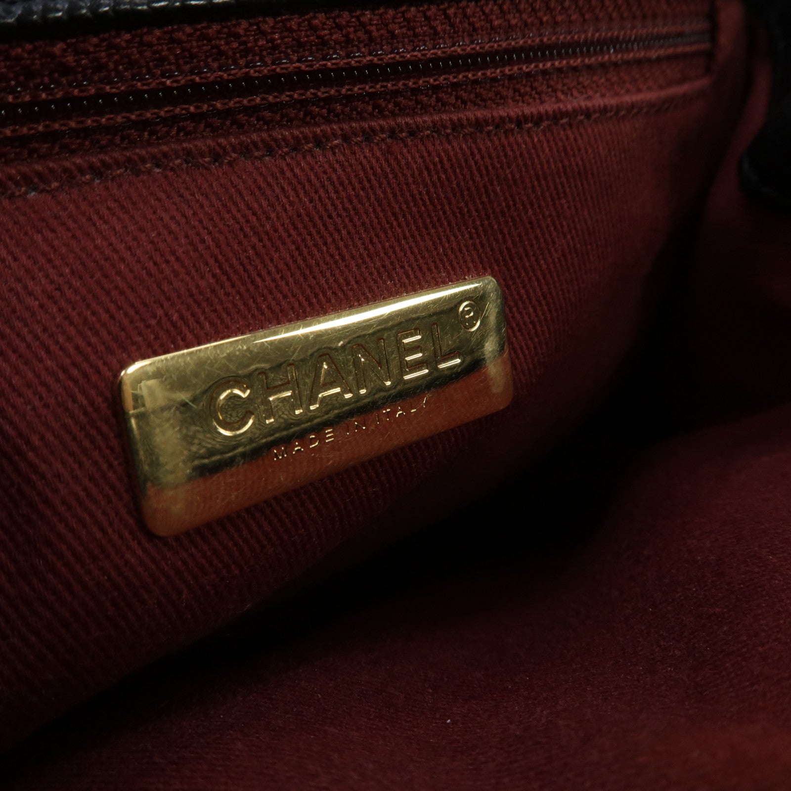CHANEL 菱格Caviar皮革Chain Shoulder Bag金扣鏈帶肩背袋黑色